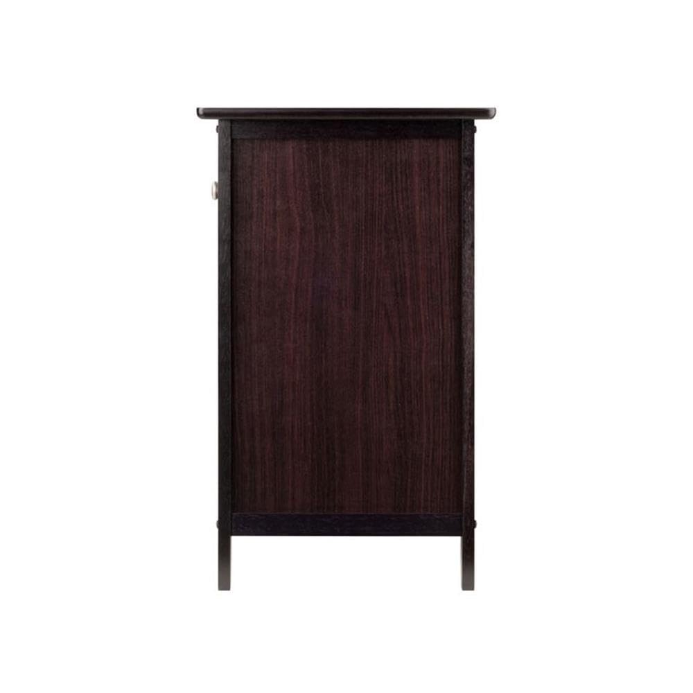 Pemberly Row Modern 1-Drawer Wooden End Table Nightstand with Cabinet in Espresso - Stylish Bedside Table for Small Spaces, Living Room Accent, or Apartment Decor