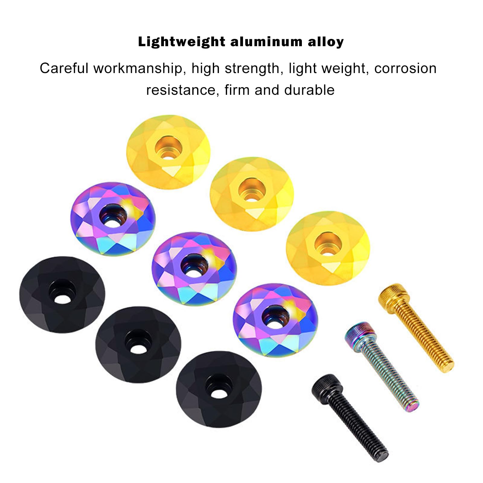 KingSea 1 1/8 Inch Bicycle Headset Top Cap with Bolts - M6x30mm Rainbow Bike Stem Cap Cover & Headset Screws for MTB, Road, XC, FR Bikes | Durable Upgrade for Smooth Riding & Easy Installation