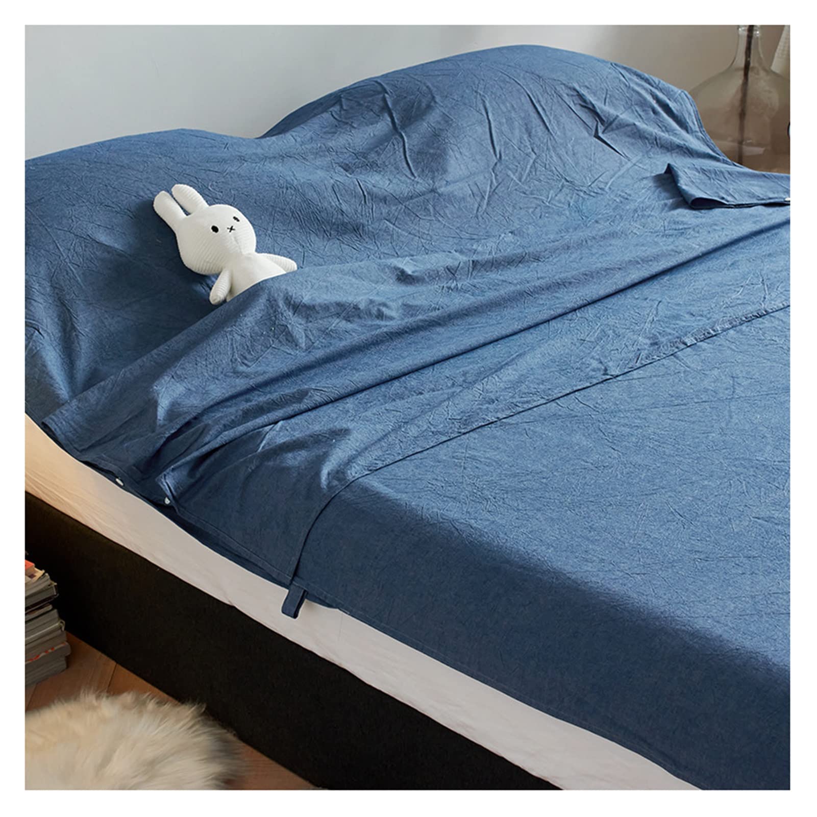 Premium Cotton Sleeping Bag Liner - Lightweight & Portable Travel Camping Sheet with Zipper - Machine Washable (Blue, 210x210cm) - Perfect for Backpacking, Hiking & Outdoor Adventures
