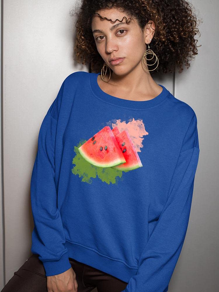 Smartprints Watermelon Fruit Sweatshirt for Women - Cute Summer Graphic Pullover - SPIdeals Designs - Perfect for Beach Outings & Casual Wear
