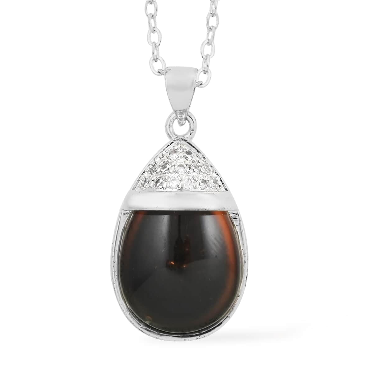 Magic Color Cubic Zirconia Pendant Necklace for Women - Sterling Silver Plated CZ Glass Jewelry, 20