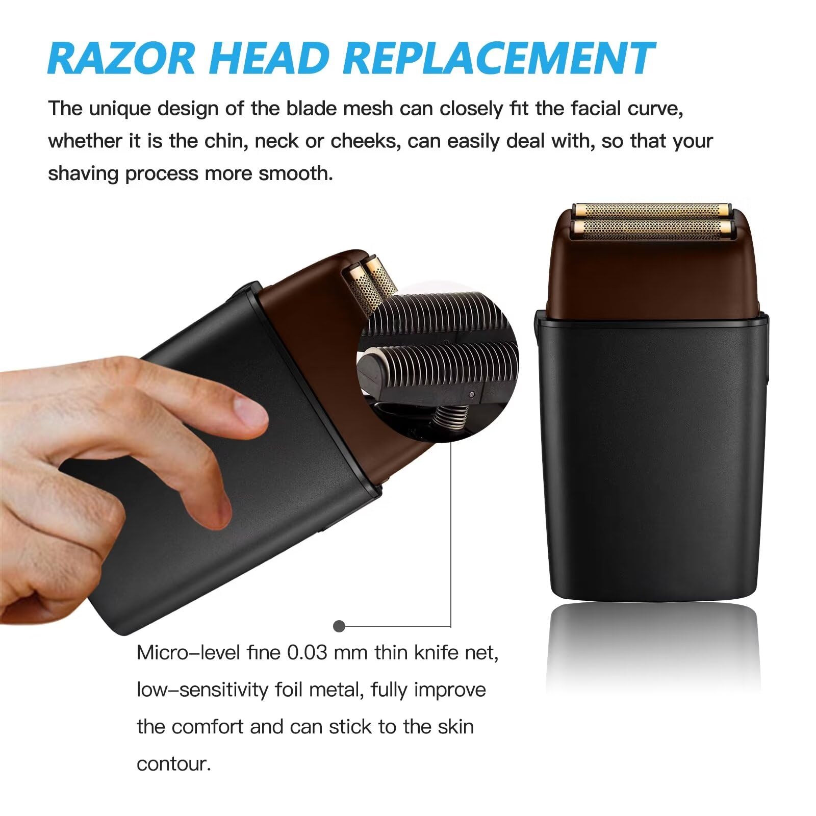 Upgraded 2-Pack Replacement Foil and Cutter Set for Barberology FXFS2 Electric Shaver - Double Foil Replacement Head for PRO Barberology Razors (Black) | Professional Hair Clipper Accessories for Barbershop & Home Grooming