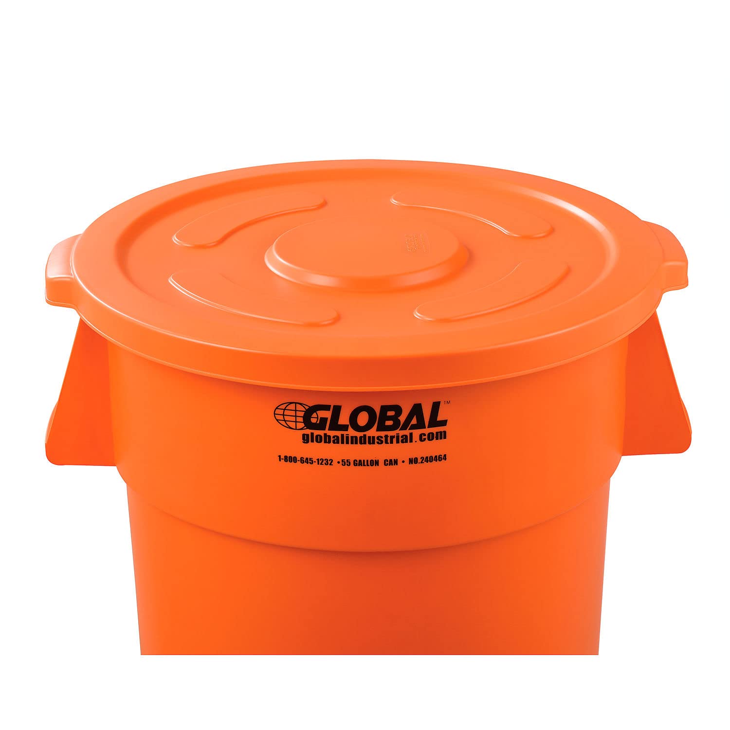55 Gallon Heavy-Duty Plastic Trash Can Lid - Bright Orange for Outdoor & Industrial Use - Durable Waste Container Cover for Commercial, Warehouse, and Construction Sites