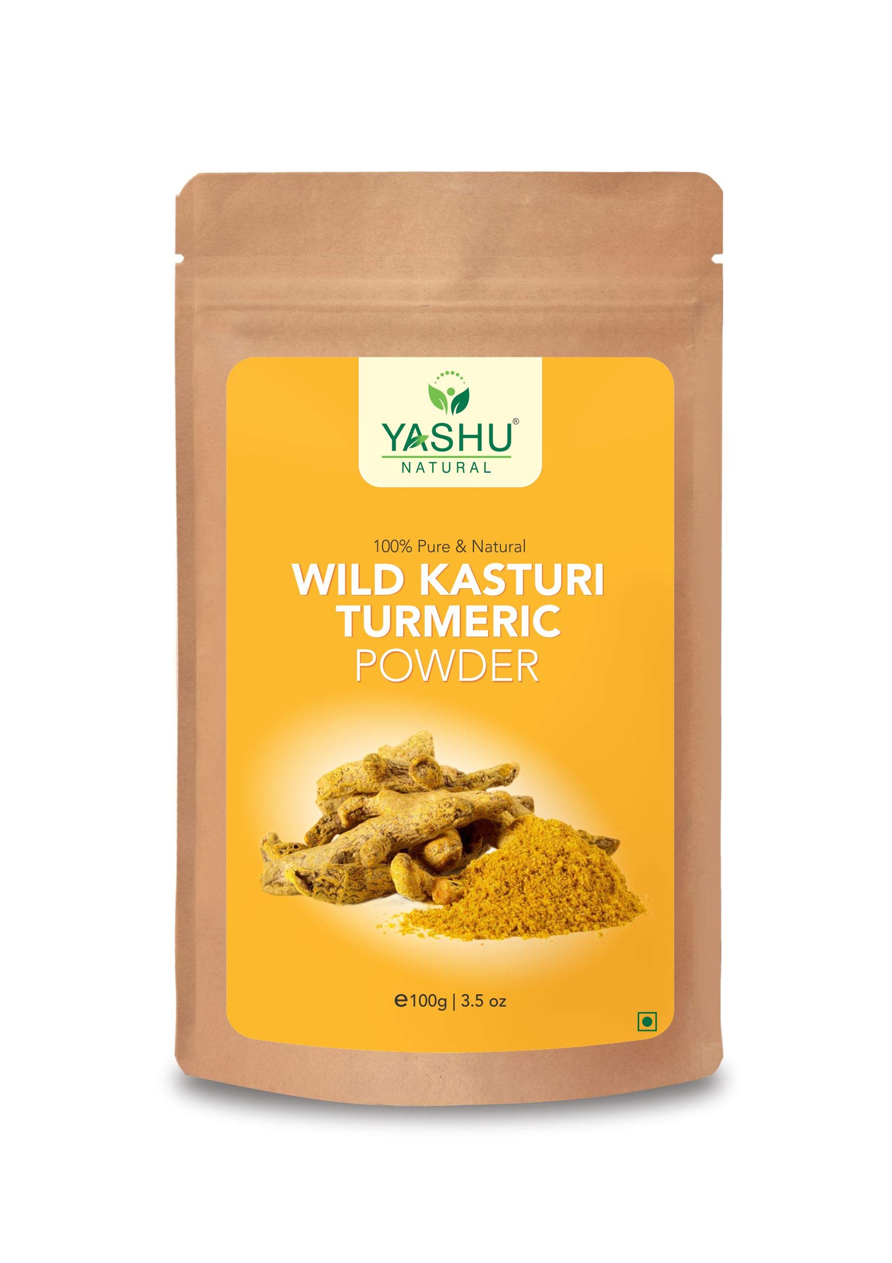 Pure Organic Kasturi Turmeric Powder for Face Brightening & Glowing Skin | Natural De-Tan Face Pack | Ayurvedic Skin Care for Dark Spots & Acne | Perfect for Daily Skincare Routine & Spa Treatments