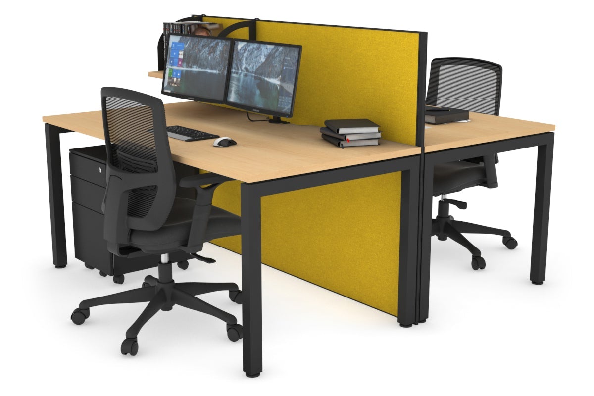 Horizon Quadro 2-Person Office Workstation Bench with Square Legs - 1400L x 800W Dimensions, Cable Management Scallop - Perfect for Shared Workspaces, Conference Rooms & Collaborative Office Environments