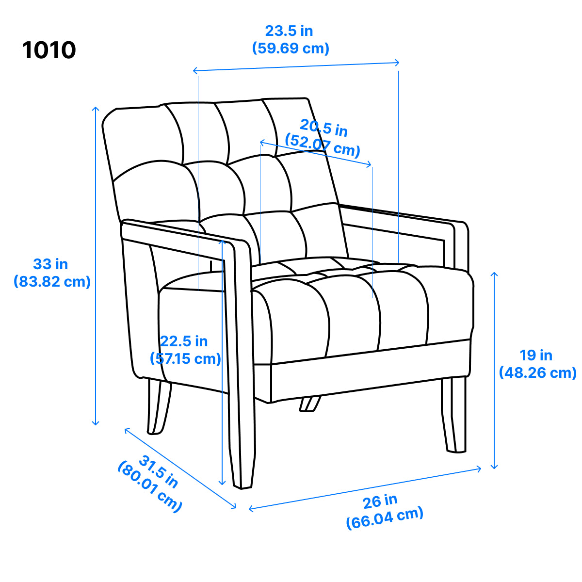 Archam Accent Chair - Modern Blue Upholstered Lounge Chair for Living Room, Bedroom & Office Decor | Comfortable Reading Chair with Sturdy Wooden Legs
