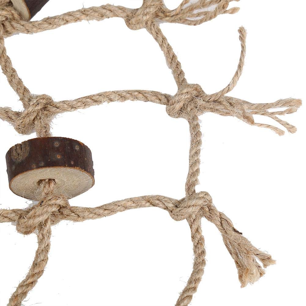 Premium Bird Rope Climbing Net Swing - Natural Wooden Ladder Hammock with 2 Hooks & Woven Rope for Finches, Parakeets, and Small Birds - Cage Hanging Toy for Climbing, Chewing, and Play - Perfect for Bird Cages, Aviaries, and Pet Play Areas