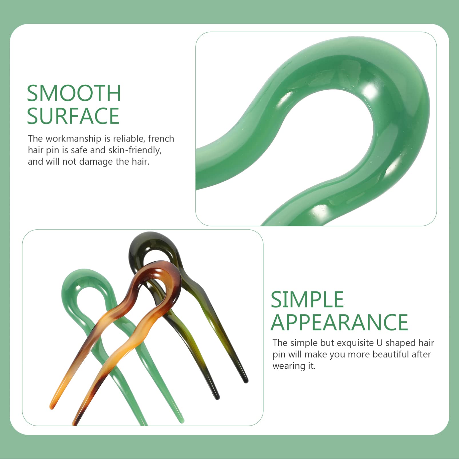 3-Pack French Hair Clips & 2-Prong Tortoise Shell Hair Forks | Hair Pins for Wedding, Party & Everyday Use | Perfect for Updos, Buns & Styling