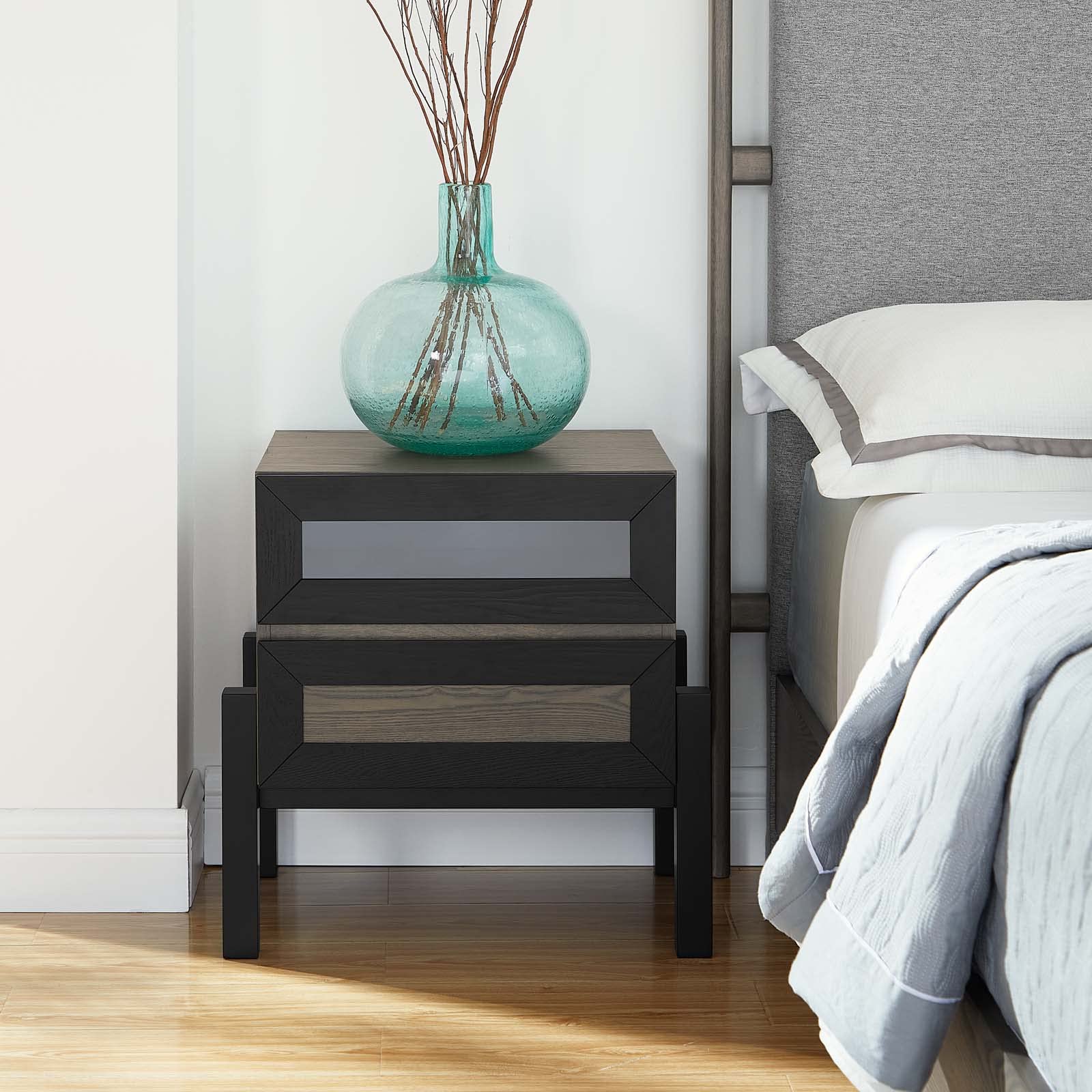 Modway Merritt Nightstand - Solid Oak Wood Bedside Table with Drawer for Bedroom, Living Room & Guest Room - Stylish & Functional Furniture for Home Decor