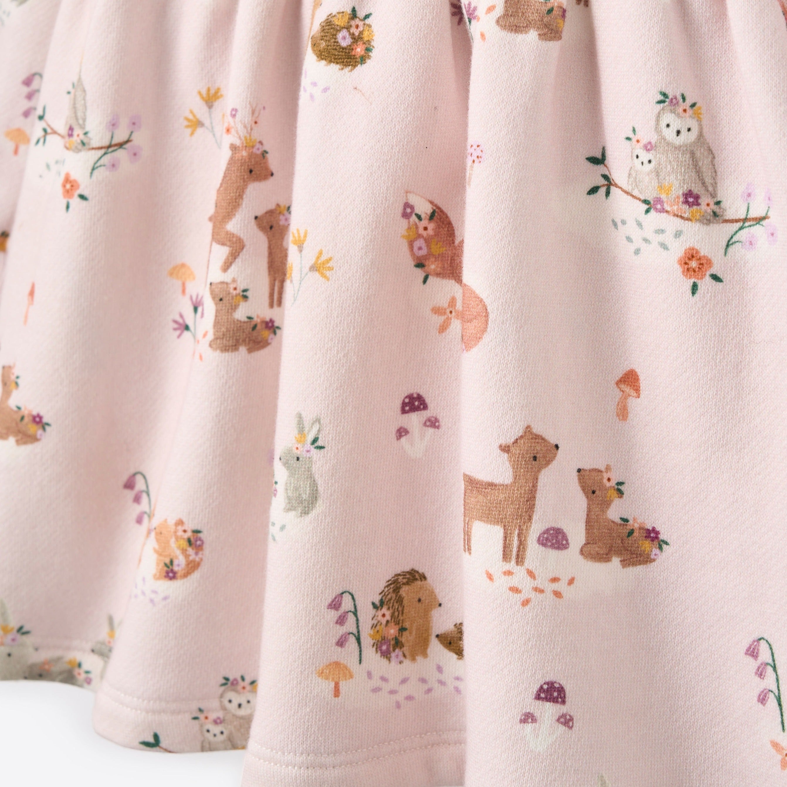 Organic Printed Fleece Dress & Rib Legging Set for Baby Girls - Forest Family Matching Outfit - Cozy Winter Playdate & Photoshoot Outfit