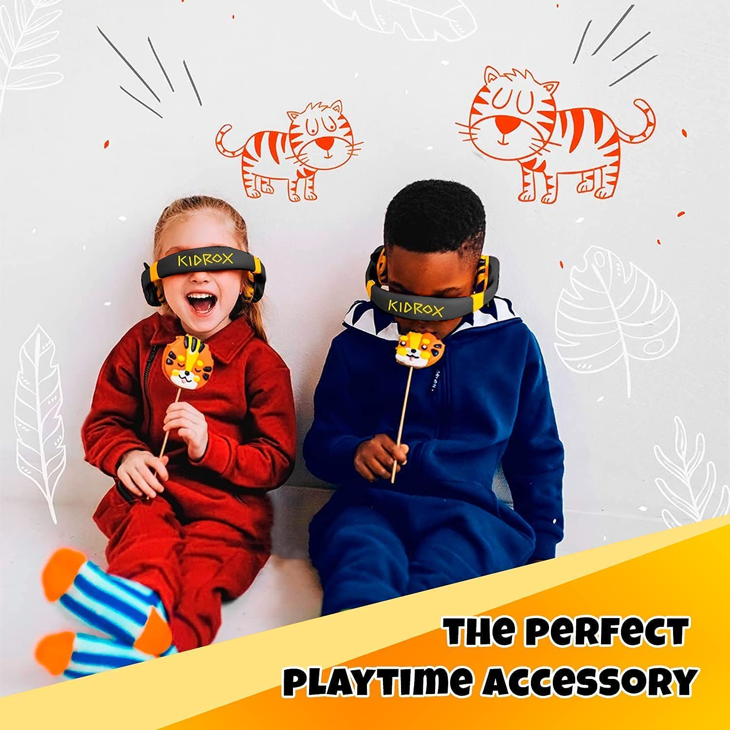 ARTIX CL750 Foldable Noise Isolating On-Ear Headphones with Microphone & Kidrox Tiger-Ear Kids Headphones for Boys and Girls - Perfect for Travel, School, and Gaming