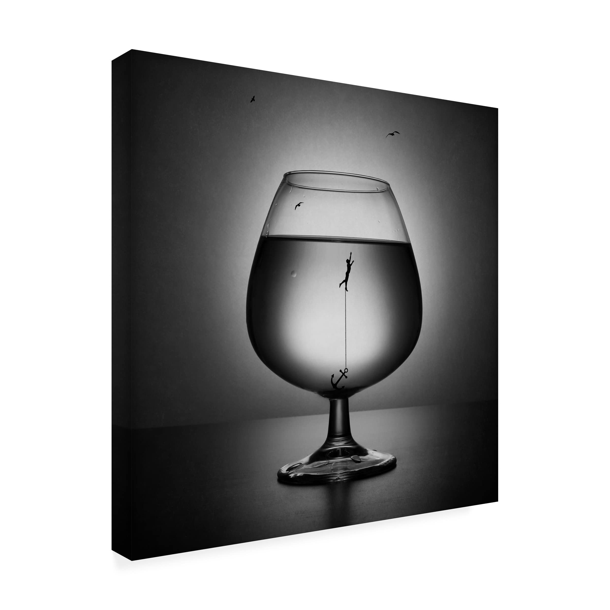 Trademark Fine Art 'Alcoholism The Drowning' Canvas Wall Art Print by Victoria Ivanova - Modern Abstract Painting for Living Room, Bedroom & Office Decor