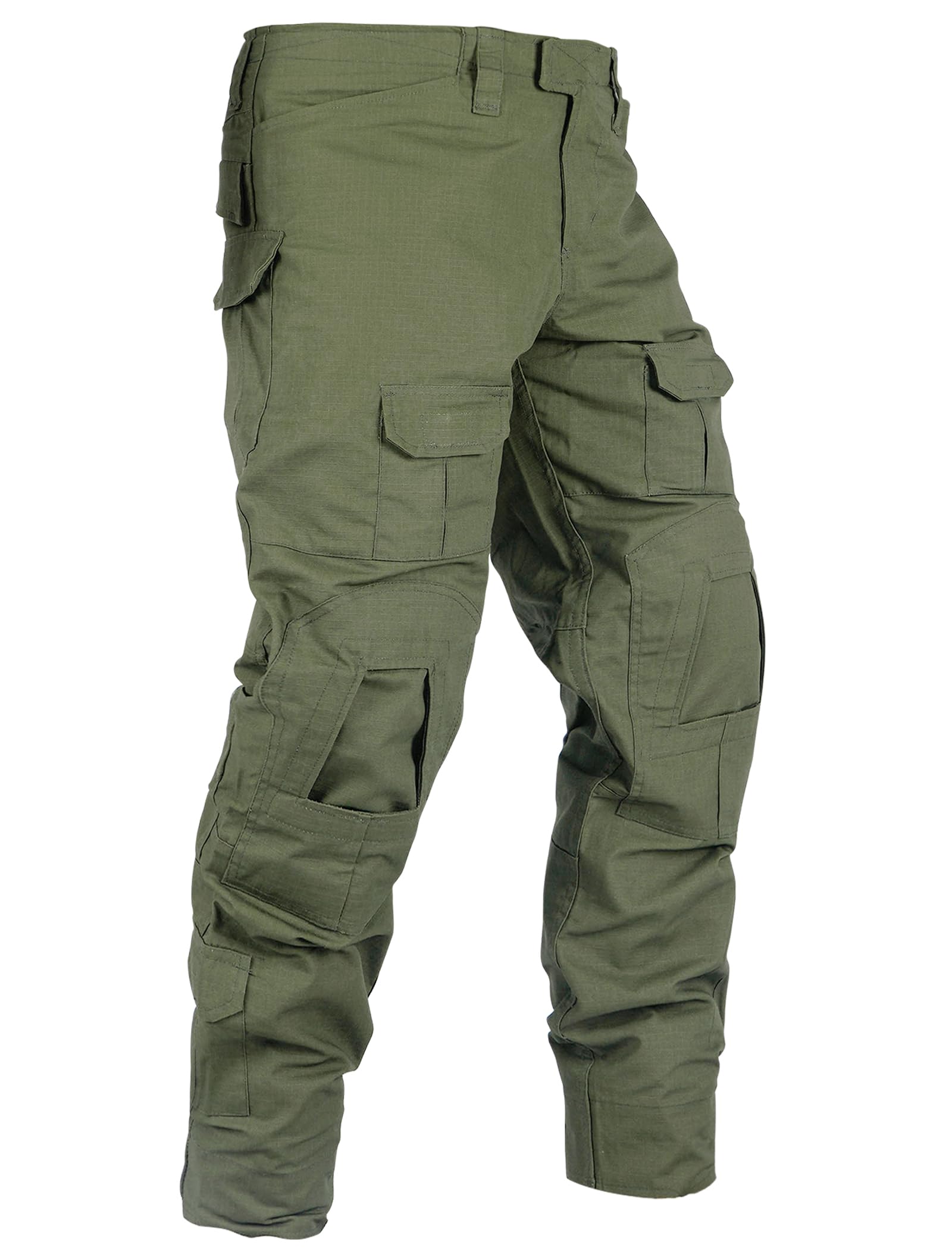 **Men's Tactical Cargo Pants - Camo Ripstop Outdoor Hiking & Work Pants with Multi-Pockets (No Belt, No Kneepad) - Perfect for Hunting, Camping & Tactical Missions**