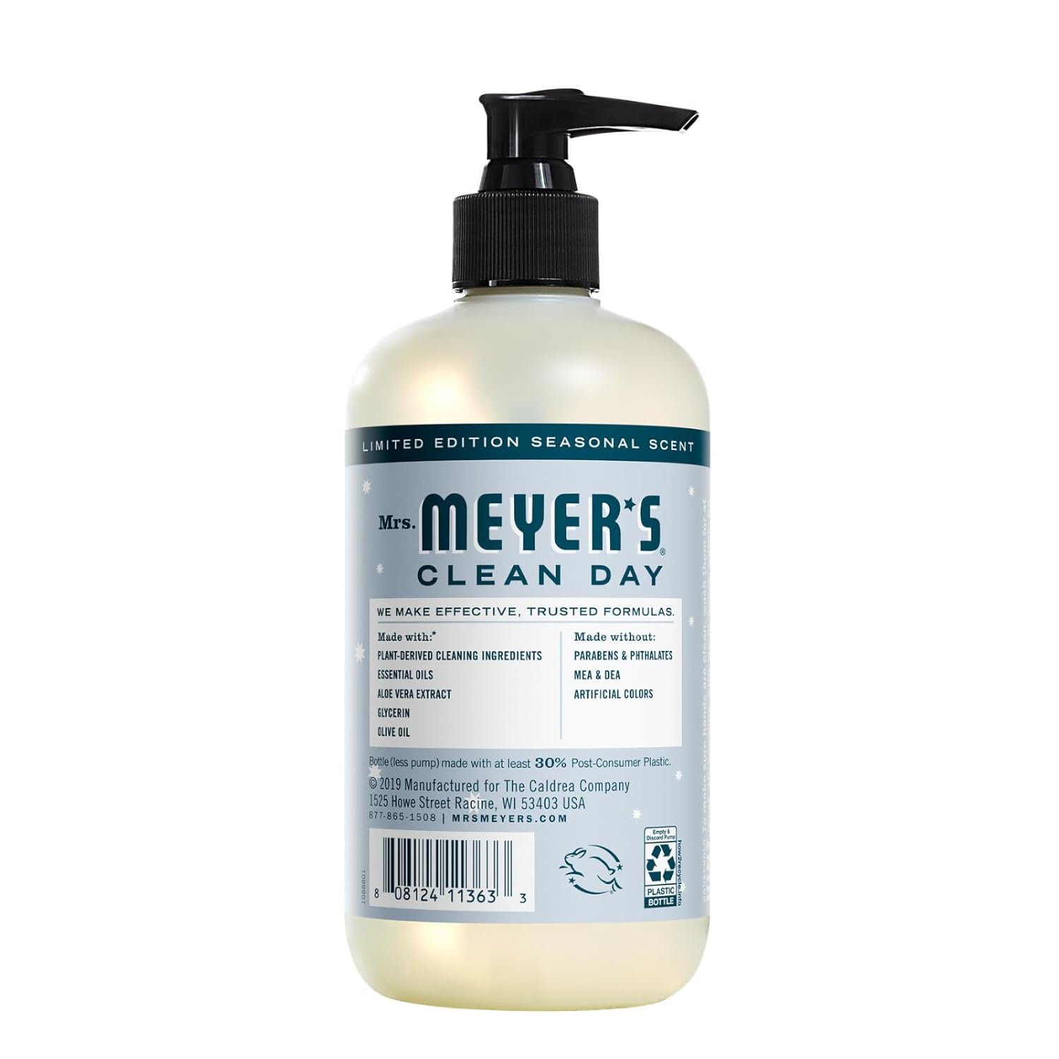 Mrs. Meyer's Clean Day Hand Soap Variety Pack - 4 Bottles (Gingerbread, Iowa Pine, Peppermint & Snow Drop Scents) | Plant-Derived Ingredients, Cruelty-Free | Perfect for Kitchen, Bathroom & Holiday Gifting
