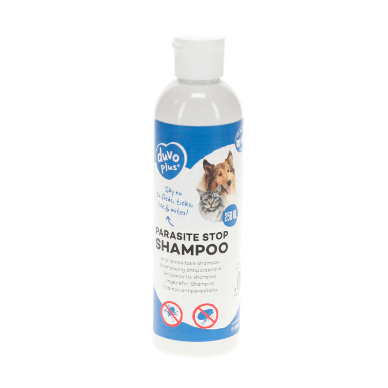 DUVO PLUS Parasite Stop Shampoo for Dogs & Cats - 250ml | Flea & Tick Treatment, Anti-Itch Formula | Perfect for Bathing Pets at Home or Grooming Salon