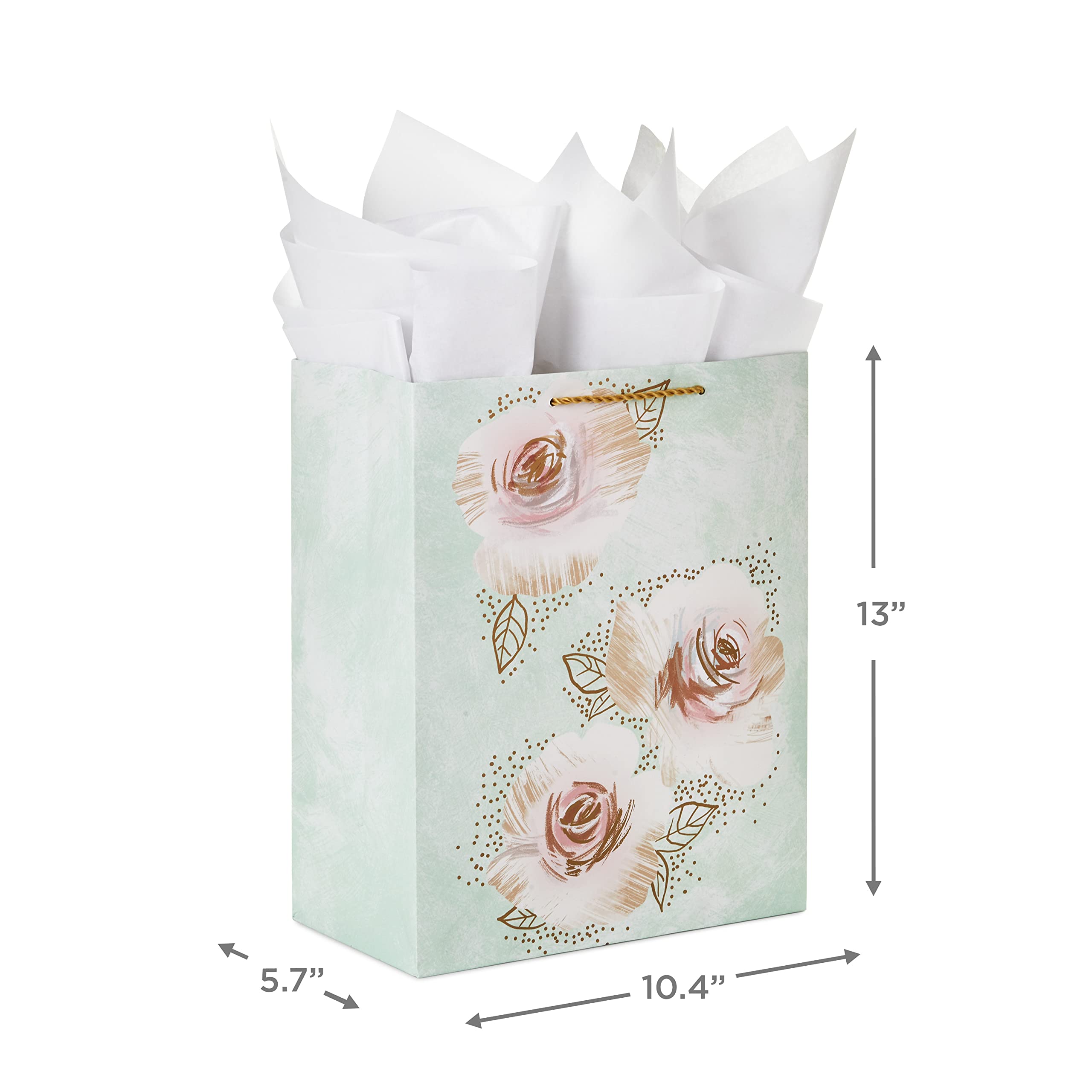 Hallmark 13-Inch Large Gift Bags with Tissue Paper (3-Pack: Blue Marble Congrats, Polka Dots, Floral Design) for Weddings, Anniversaries & Bridal Showers - Perfect for Party Favors, Birthday Gifts & Special Occasions