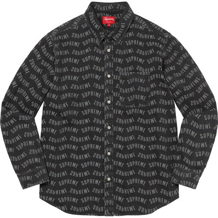 Supreme Arc Jacquard Denim Shirt for Men - Black Distressed Vintage Style Button Up Shirt | Casual Wear, Street Fashion & Layering Essential