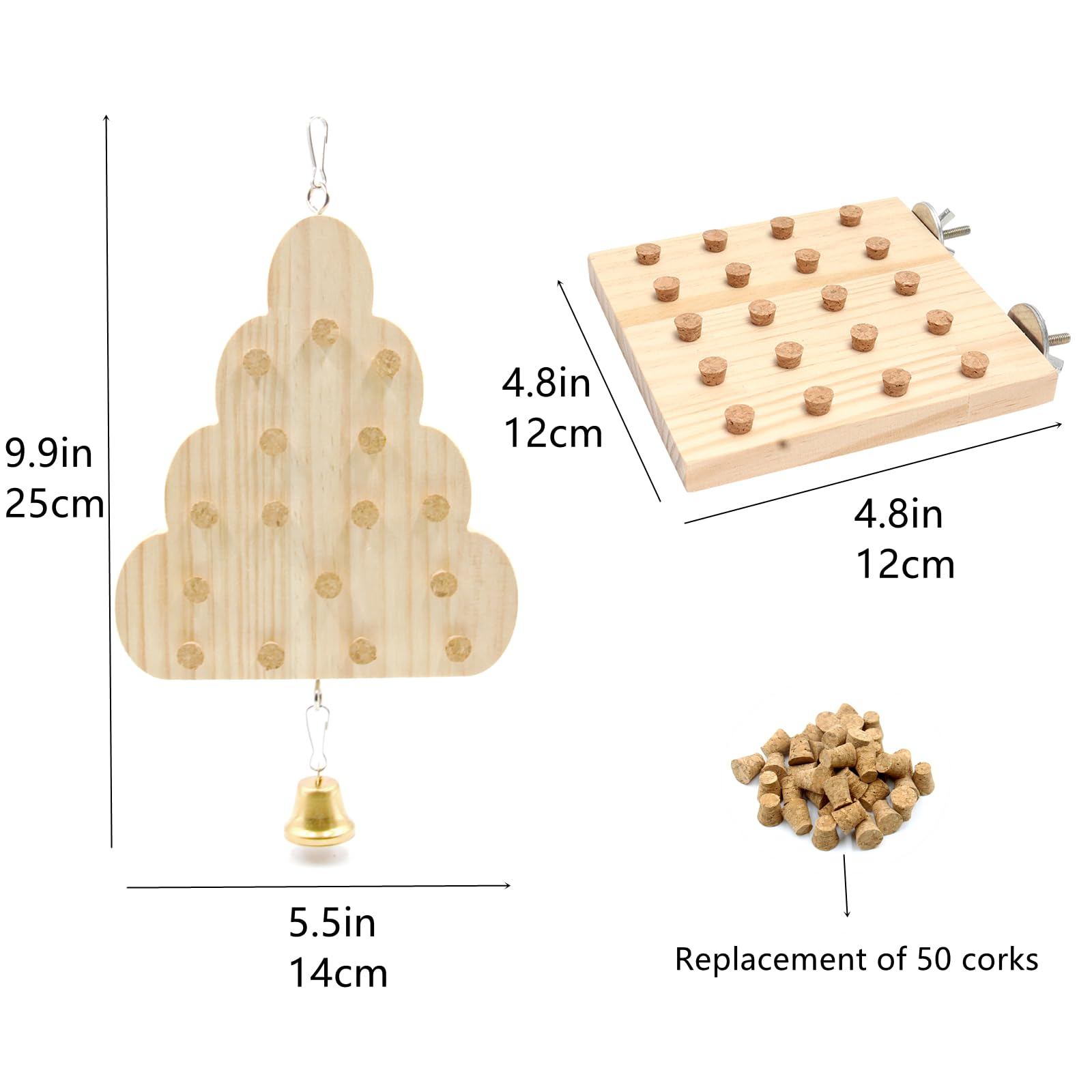 2 Pack 6 Inch Bird Cork Stopper Chew Toys - Natural Wood Perch Stand for Small & Medium Parrots - Perfect for Cage Enrichment & Beak Trimming