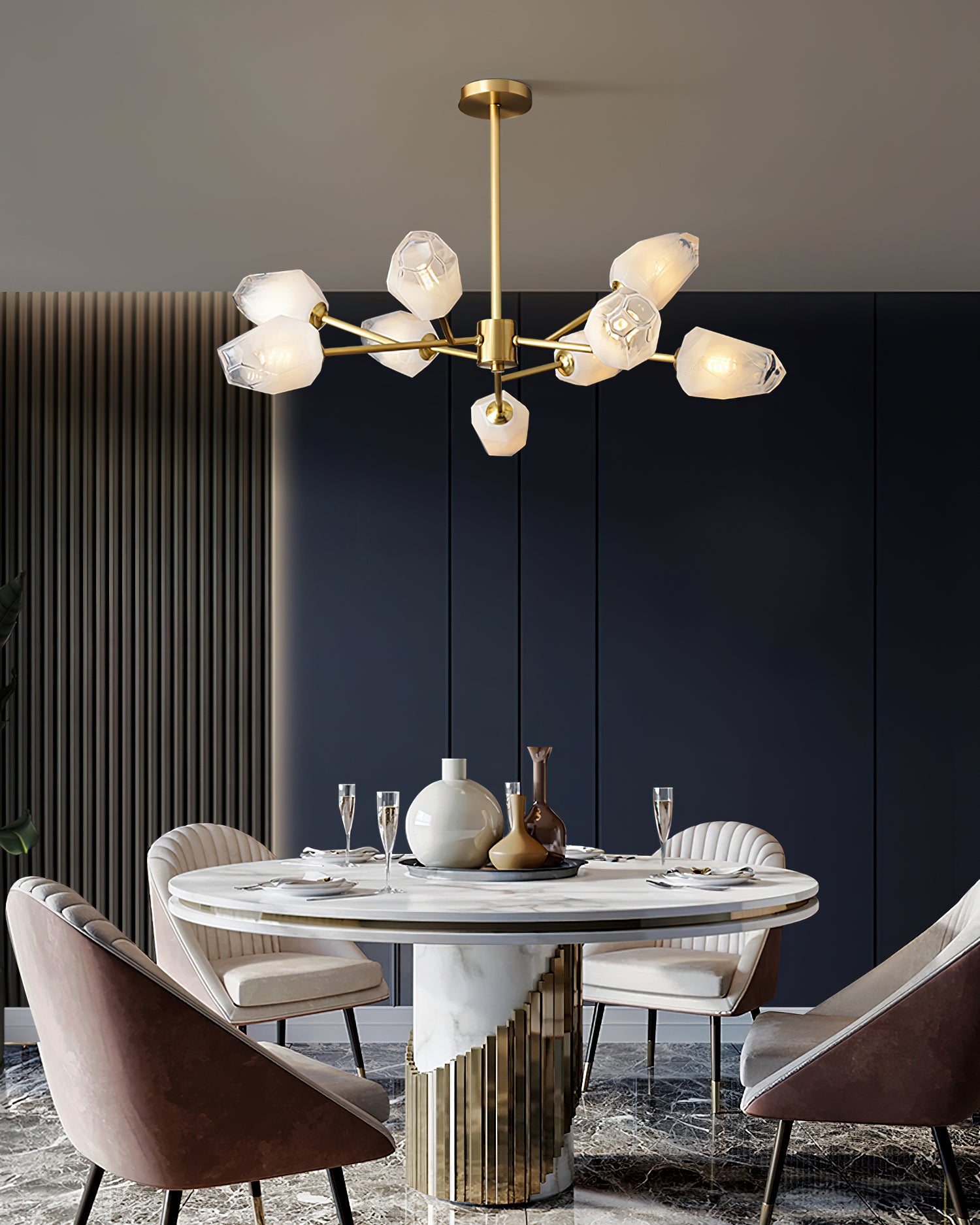 Elegant Glass Awl Chandelier - Modern Crystal Ceiling Light Fixture for Dining Room, Bedroom & Living Room Decor