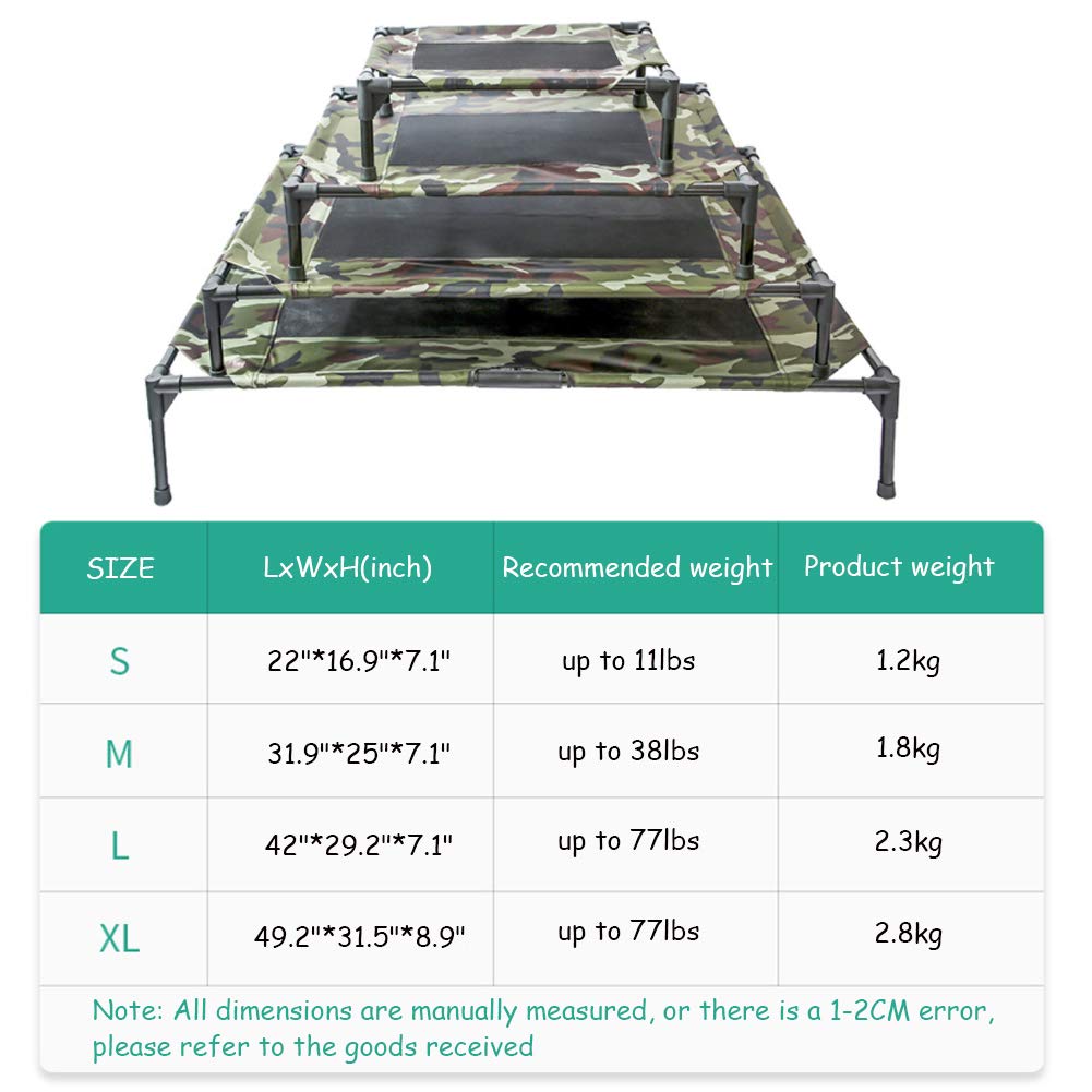 Elevated Dog Bed with Detachable Cover - Waterproof & Washable Raised Pet Cot with Cooling Mesh Center - Portable XL Gray Outdoor Kennel Bed for Travel, Camping, Home & Backyard Use