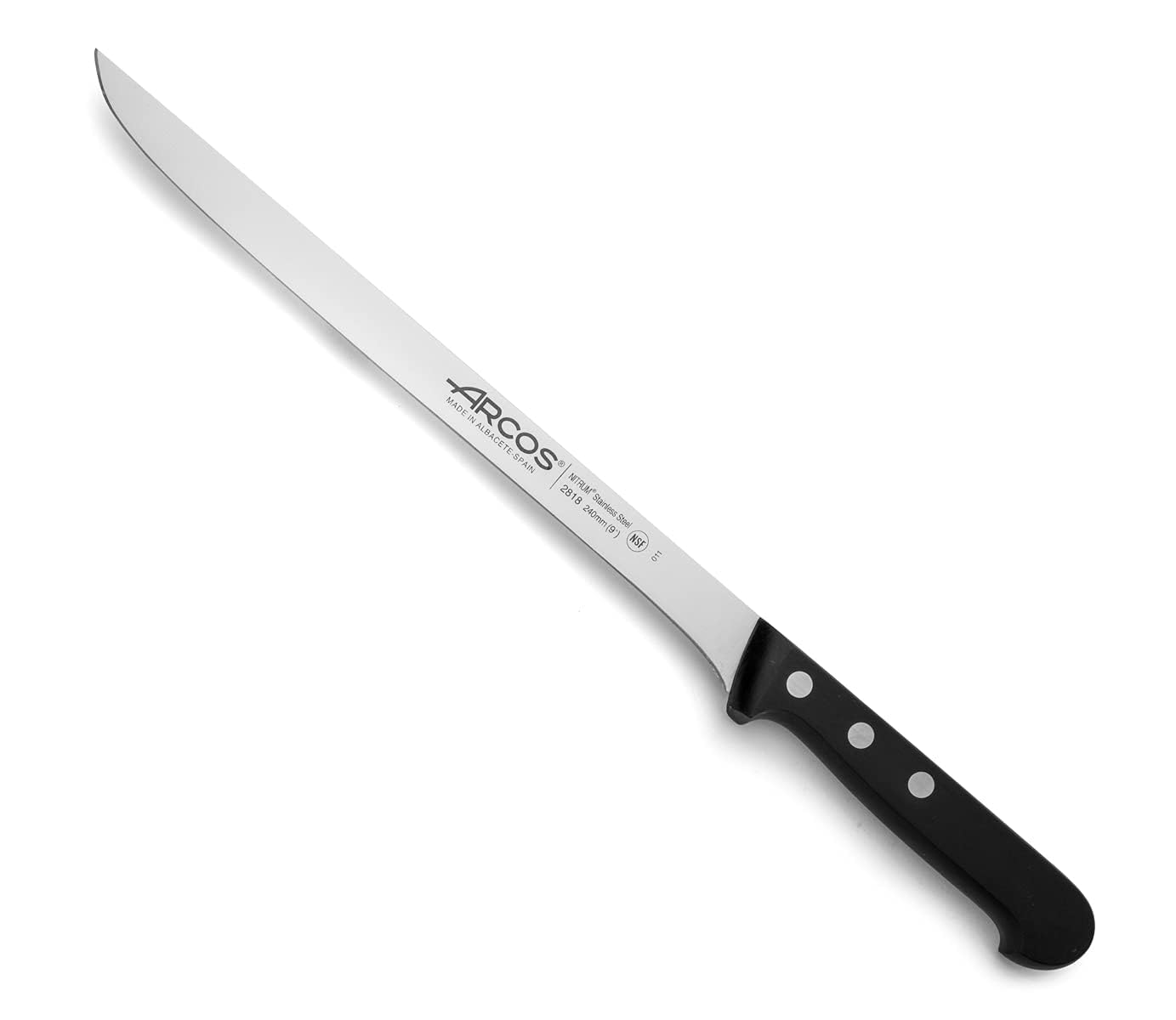 Premium Arcos 6-Piece Kitchen Knife Set with Wood Block - 5 Stainless Steel Knives & 1 Scissors, Ergonomic POM Handles - Perfect for Home Chefs, Cooking Enthusiasts & Professional Kitchens