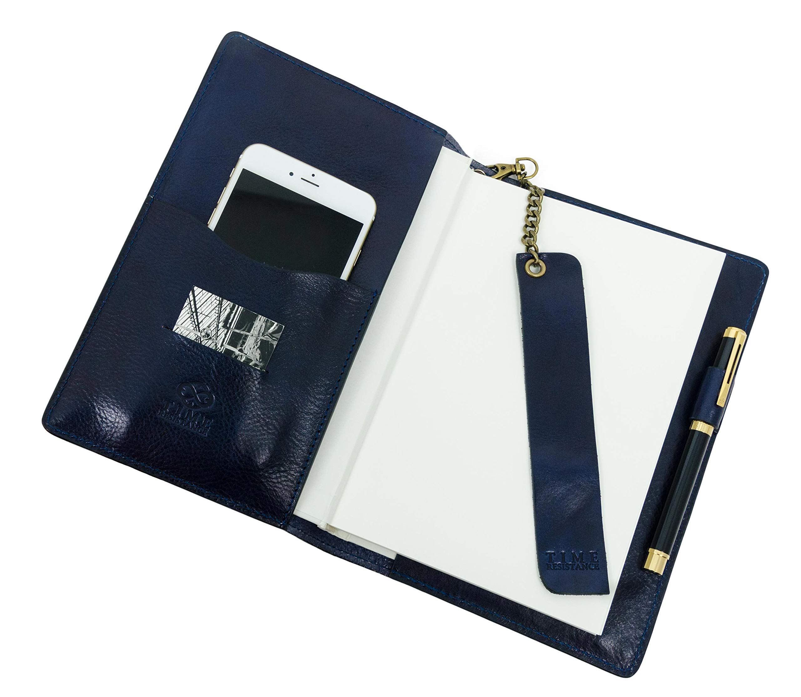Italian Handmade Leather Journal - 320 Lined Pages A5 Notebook with Bookmark, Time Resistance Cover (Blue) - Perfect for Writing, Sketching & Gift Giving - Comes in Elegant Gift Box
