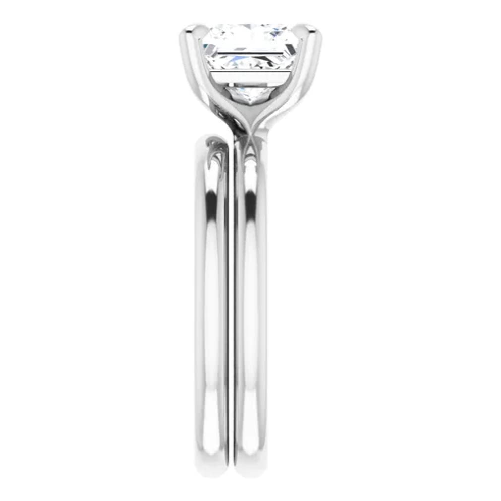 10K/14K/18K Solid White Gold Handmade Engagement Ring Set - 2 Carats Princess Cut Moissanite Wedding Ring - Solitaire Bridal Ring for Women - Perfect for Proposals, Anniversaries & Special Occasions