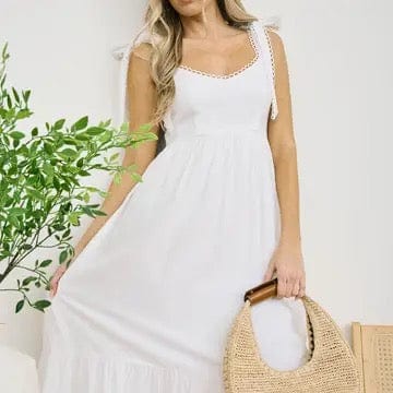 Carmen's Adjustable Tie Strap Midi Dress - Flowy Summer Dress for Women, Perfect for Beach, Vacation & Date Night
