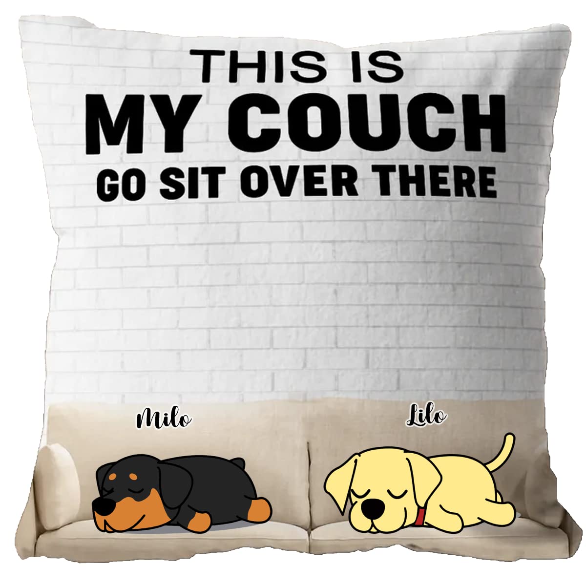 Custom Dog Breed Pillow - Personalized 'This is My Couch, Go Sit Over There' Funny Pet Lover Gift for Dog Dad, Grandpa & Husband - Perfect for Sofa Decor, Father's Day & Dog Owner Gifts - Great for Living Room, Bedroom & Pet-Friendly Home Decor