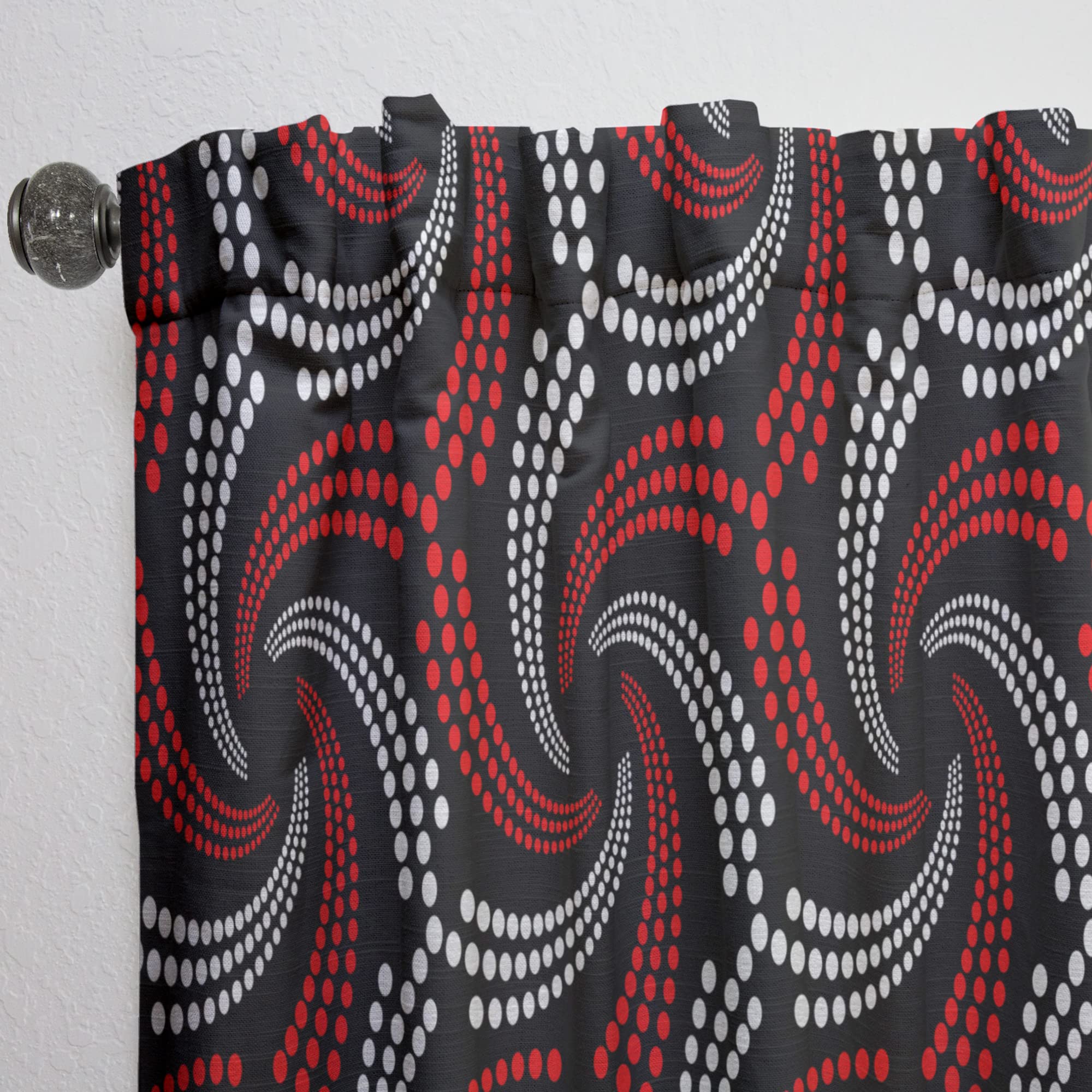 DesignQ Retro Red & White Polka Dot Spiral Print Thermal Insulated Curtains - Single Panel 52x120 Inches - Perfect for Bedroom & Living Room Blackout Drapes - Ideal for Home Decor, Privacy & Energy Saving