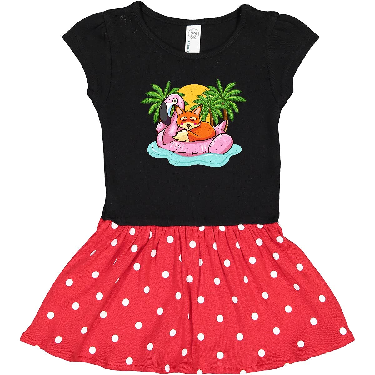 Inktastic Fox Flamingo Tropical Beach Vacation Toddler Dress - Cute Summer Outfit for Girls, Soft Cotton Baby Dress, Perfect for Beach Trips, Pool Parties & Family Vacations