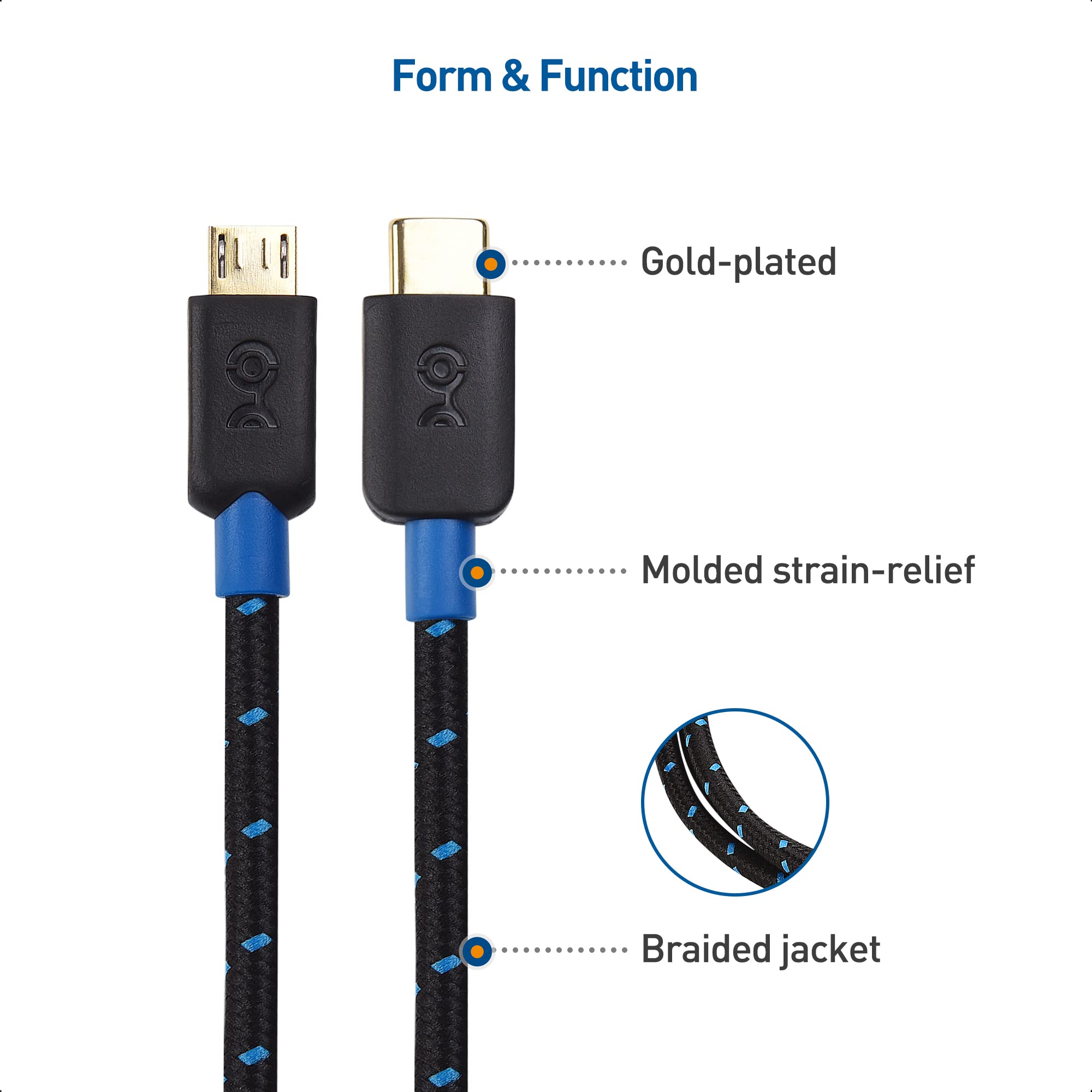 Premium Braided USB C to Micro USB Cable 3.3ft - Fast Charging & Data Sync - Durable Nylon Jacket - Compatible with Samsung, Android & More (Black) - Perfect for Travel, Office & Home Charging