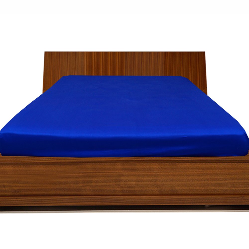 BudgetLinen 100% Egyptian Cotton Fitted Sheet - Twin Size, Royal Blue, 500 Thread Count, Pocket Depth 24 Inches - Perfect for Dorms, Guest Rooms & Cozy Bedrooms