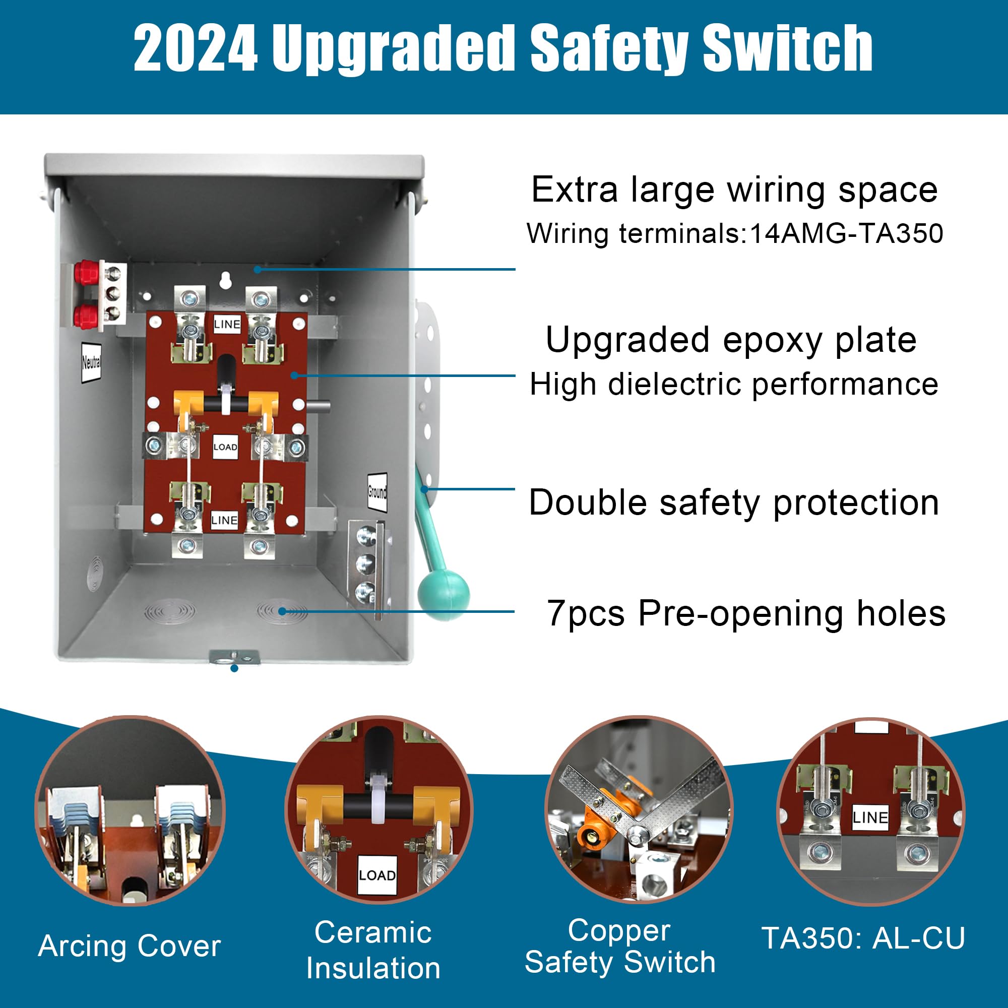 200 Amp Manual Transfer Switch for Generators - Upgraded 120/240V Double Throw Safety Switch | Home Backup Power, Emergency Power Transfer, RV & Off-Grid Use