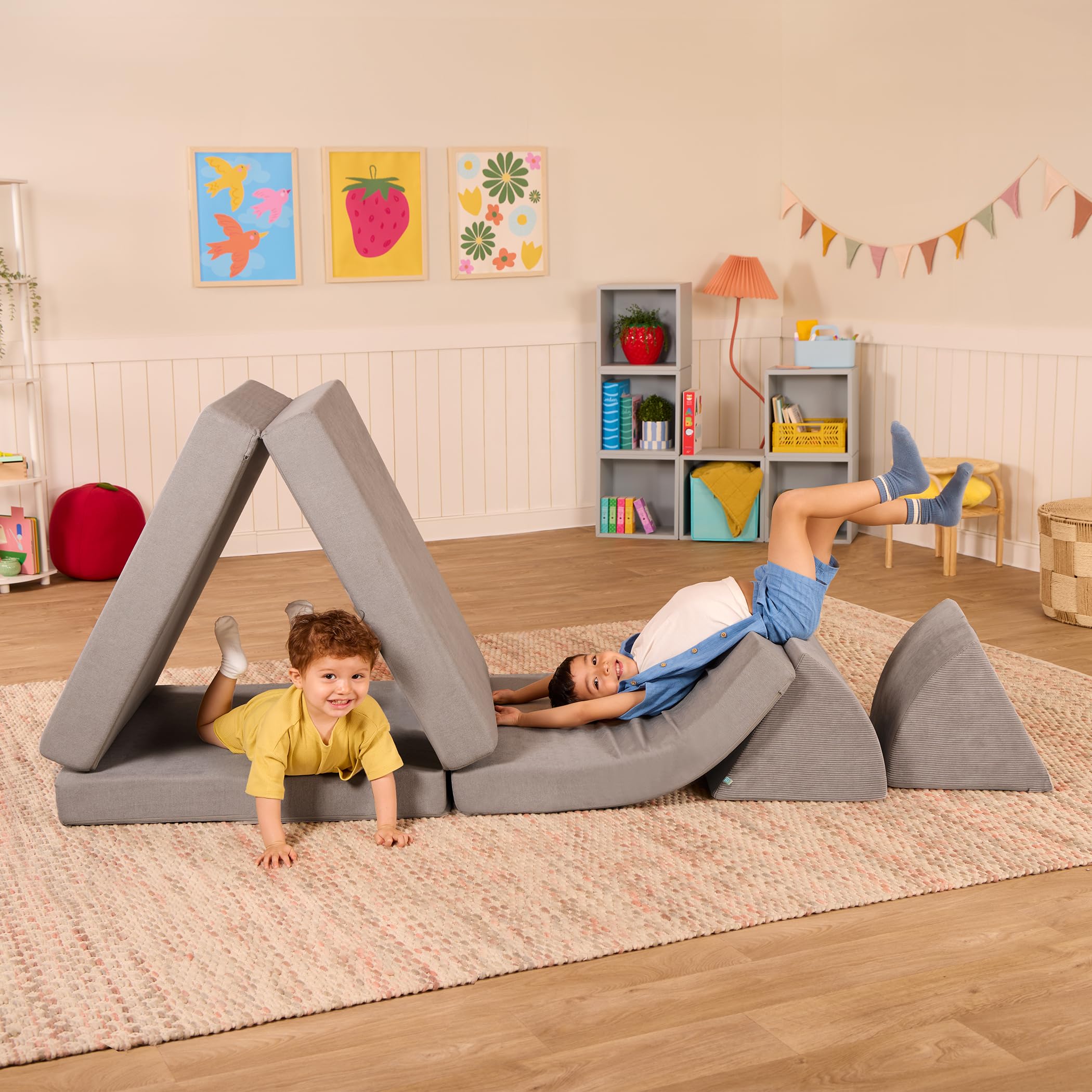 B. Toys WonderFort Foam Fort Playset - Modular Foam Building Blocks for Kids with Sensory Fabric Covers & Handles - Removable Machine-Washable Covers - STEM Learning Toy for Toddlers 12+ Months - Perfect for Indoor Playrooms, Daycares & Sensory Play Areas