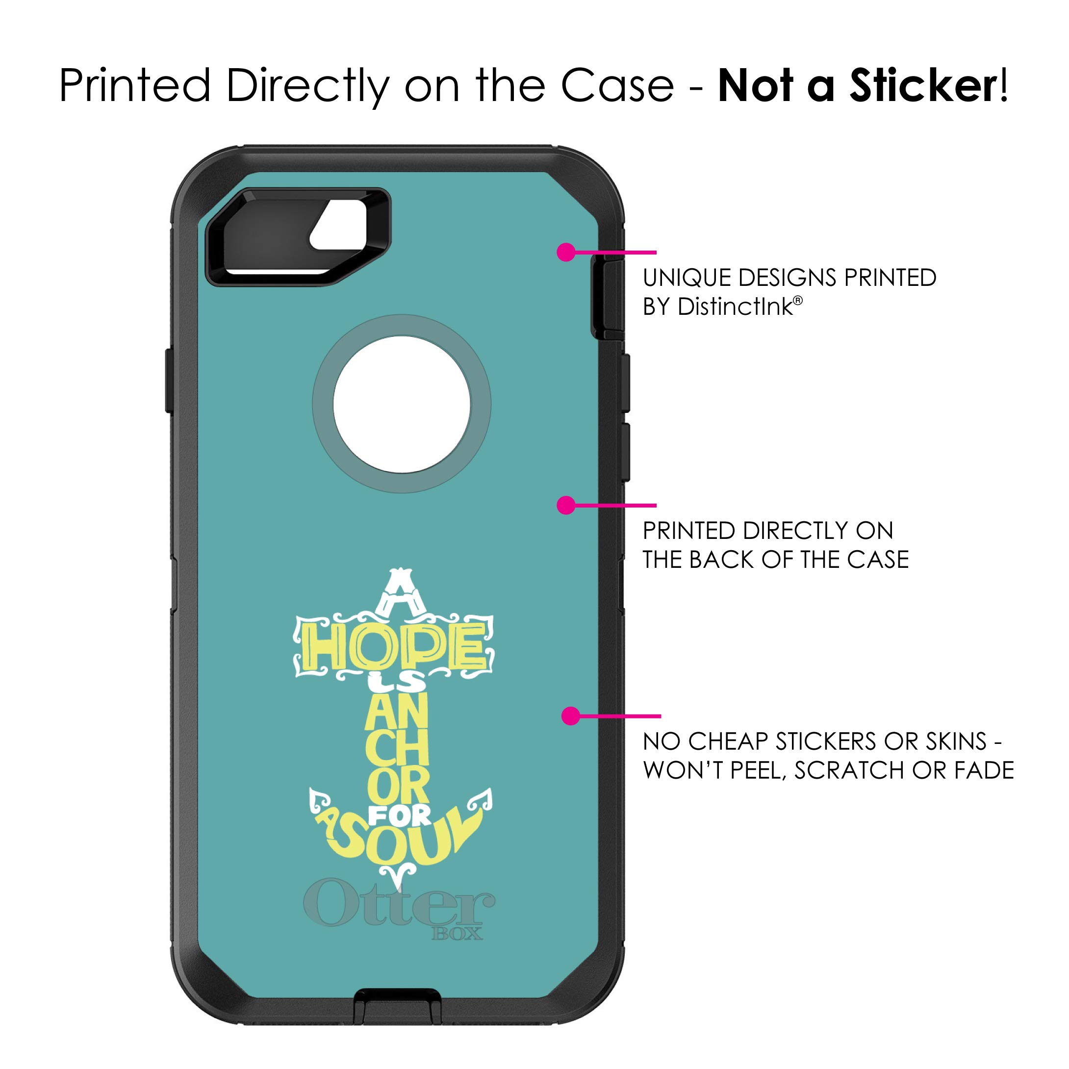DistinctInk iPhone 7 Plus/8 Plus Case (5.5 Inch) - Durable Protective Cover Replacement for OtterBox Defender - Yellow Teal Anchor Design - Perfect for Outdoor Activities, Work & Daily Use