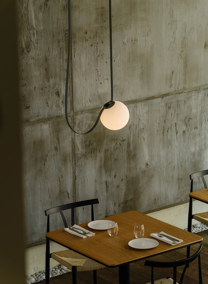 Modern Suspended Sphere Belted Pendant Light - Industrial Style Ceiling Fixture for Dining Room, Kitchen Island & Bedroom Decor