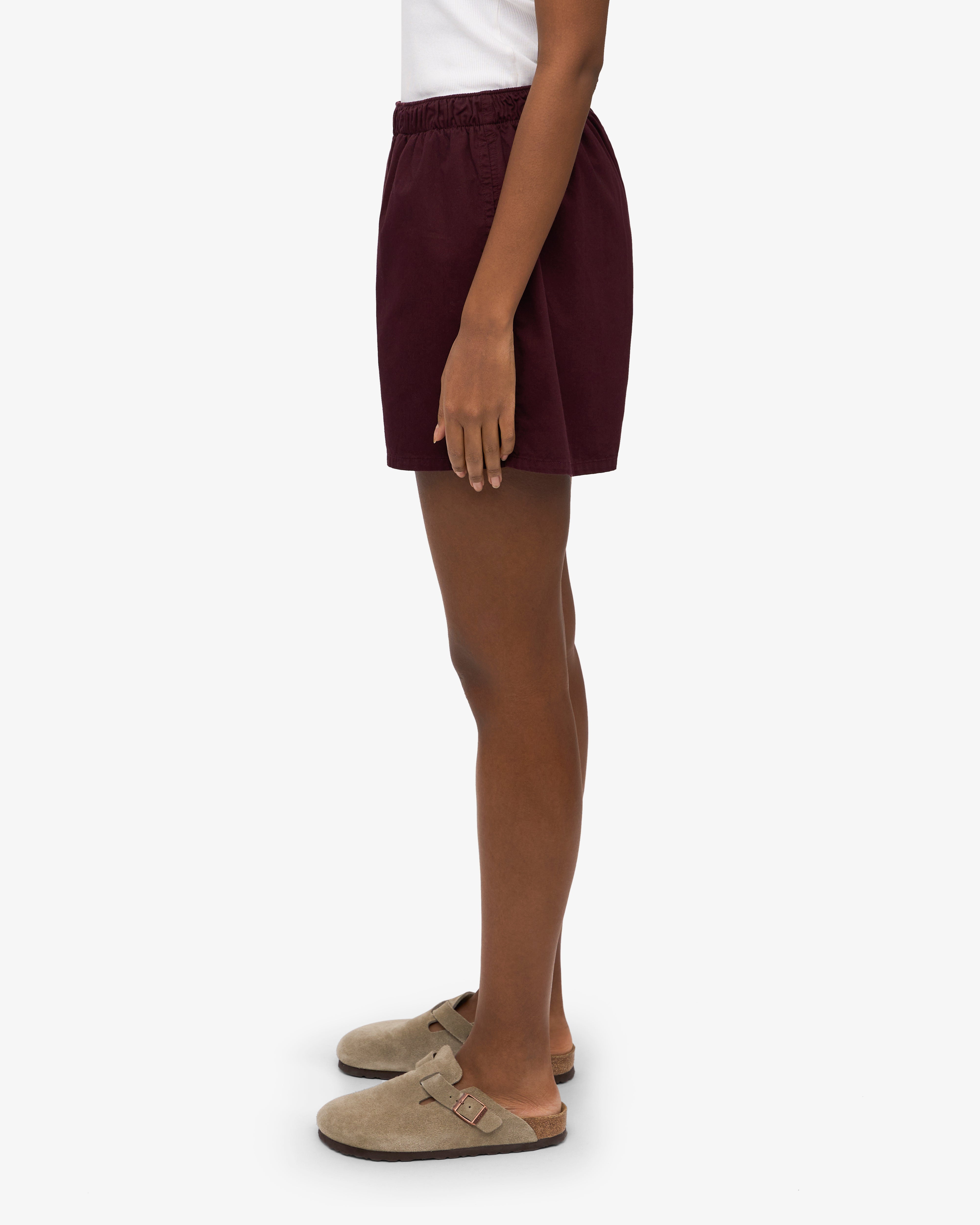 Organic Cotton Women's Twill Shorts in Oxblood Red - Comfortable & Stylish Casual Wear for Summer Outings