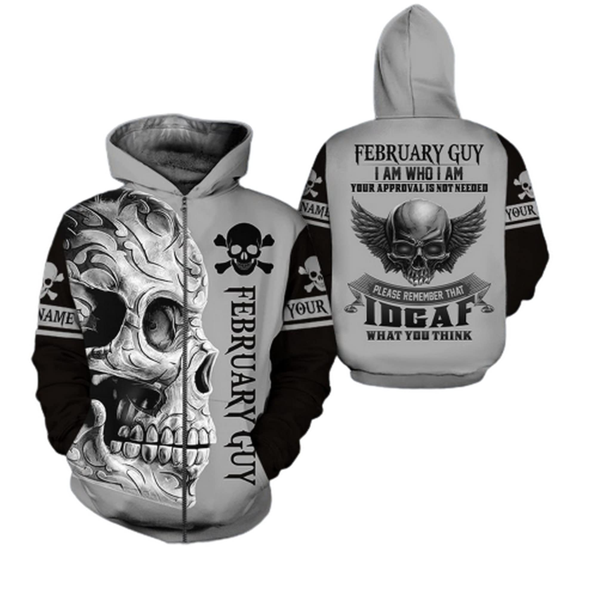 Custom 3D Printed February Guy Hoodie - Unisex Pullover & Zip-Up Sweatshirt with Front Pocket | Christmas & Birthday Gifts for Men and Women | Perfect for Winter Wear, Casual Outfits, and Holiday Gifting