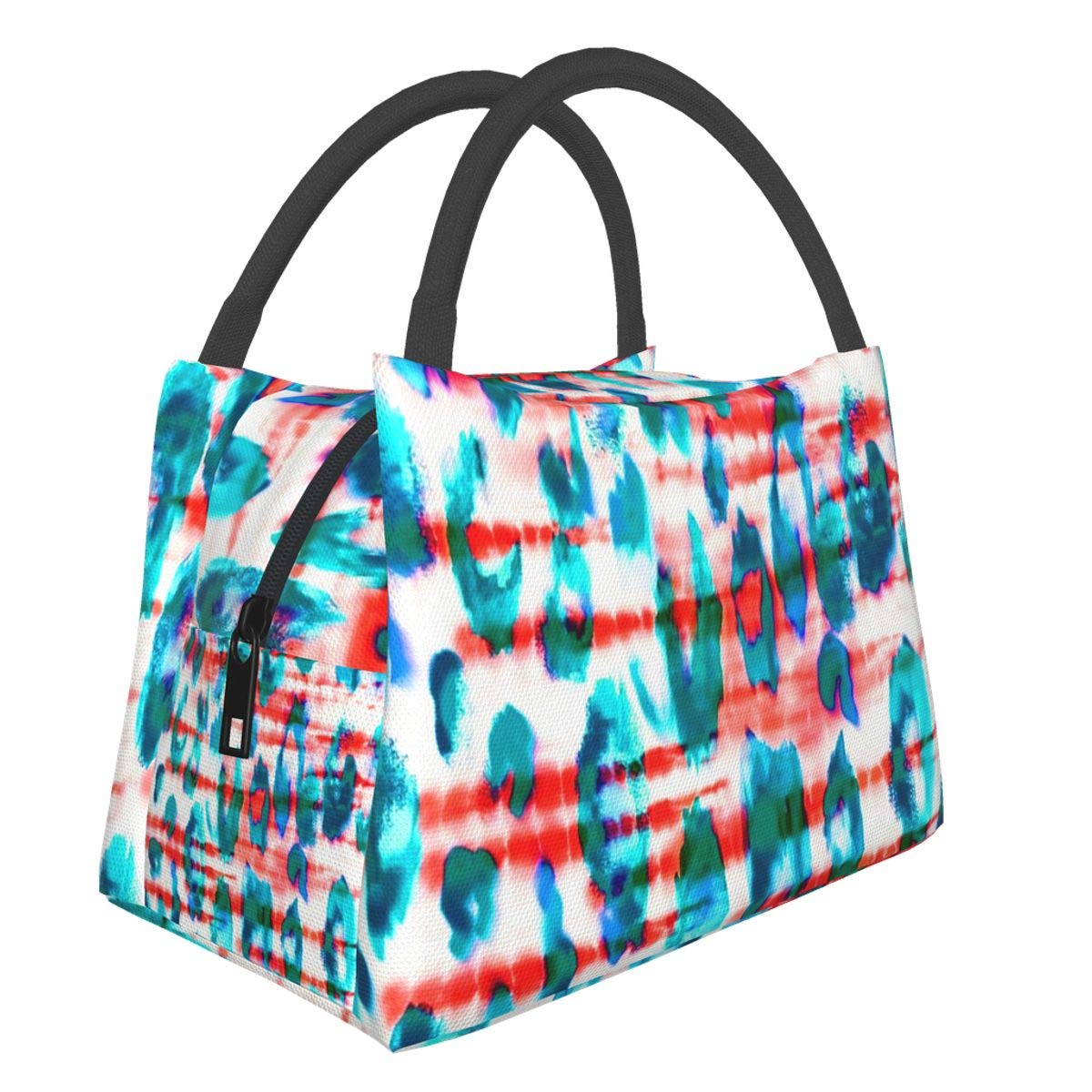 Leopard Print Tie Dye Insulated Lunch Bag - Reusable Tote Lunch Box for Men & Women - Perfect for Work, School, Picnic, Travel & Outdoor Activities
