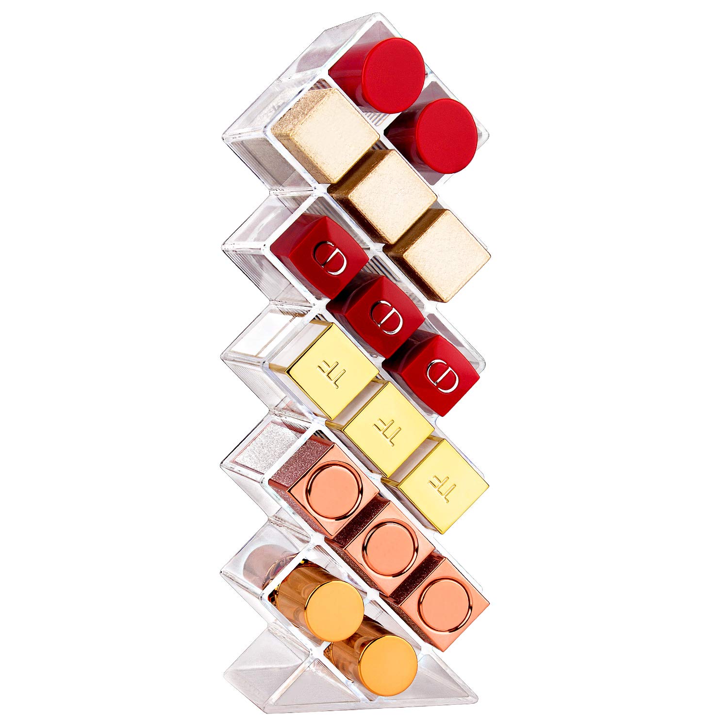 JessLab Acrylic Lipstick Organizer - 16 Slot Clear Lip Gloss & Makeup Storage Tower for Bathroom Vanity Countertop | Perfect for Cosmetic Display & Daily Beauty Routine Organization