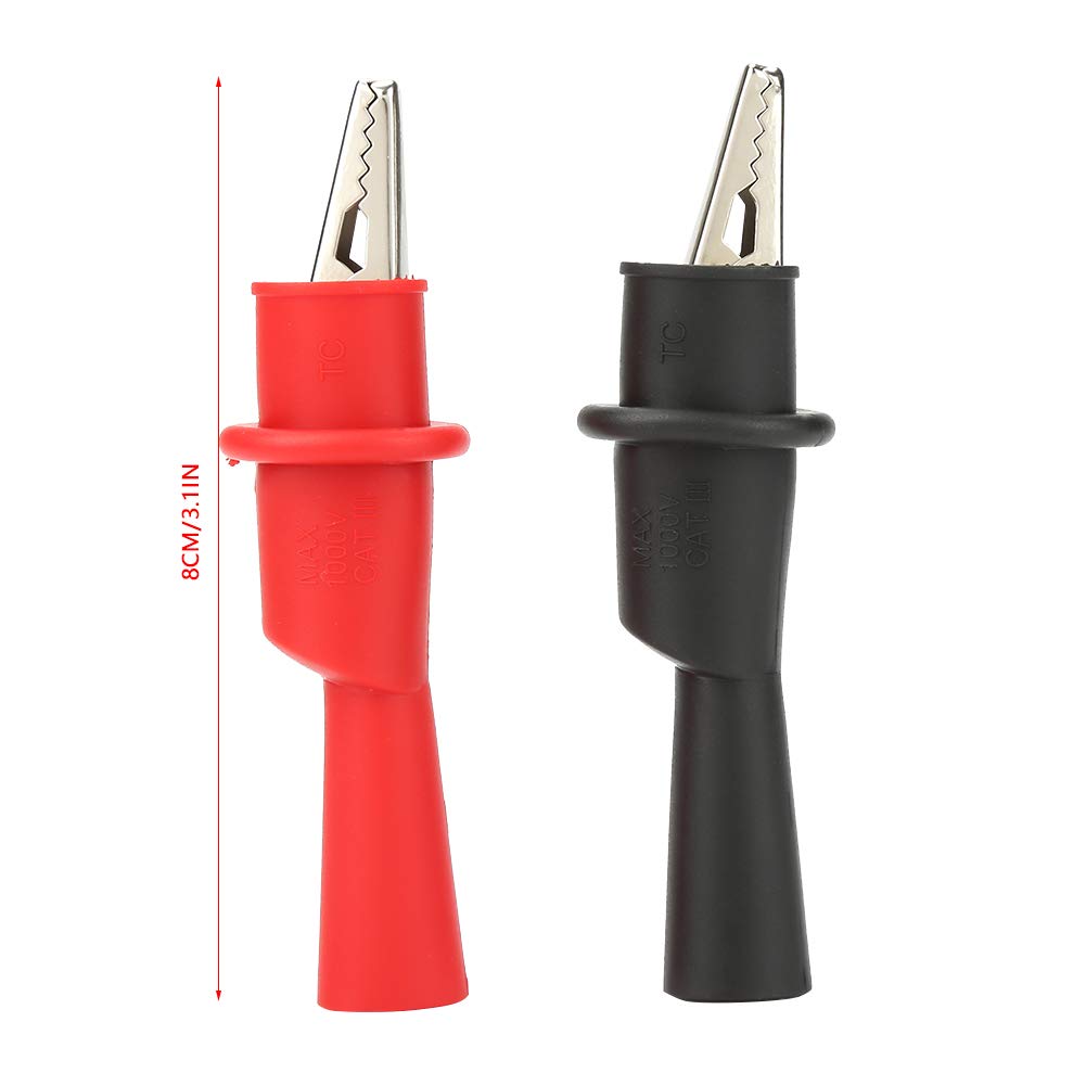 Premium 10PCS Insulated Metal Test Clips - Red & Black Electrical Clamp Probes for Multimeter, Battery Charging, and Circuit Testing | Durable Alligator Clips for DIY Electronics, Automotive Repair & Home Electrical Projects (Model P2008)