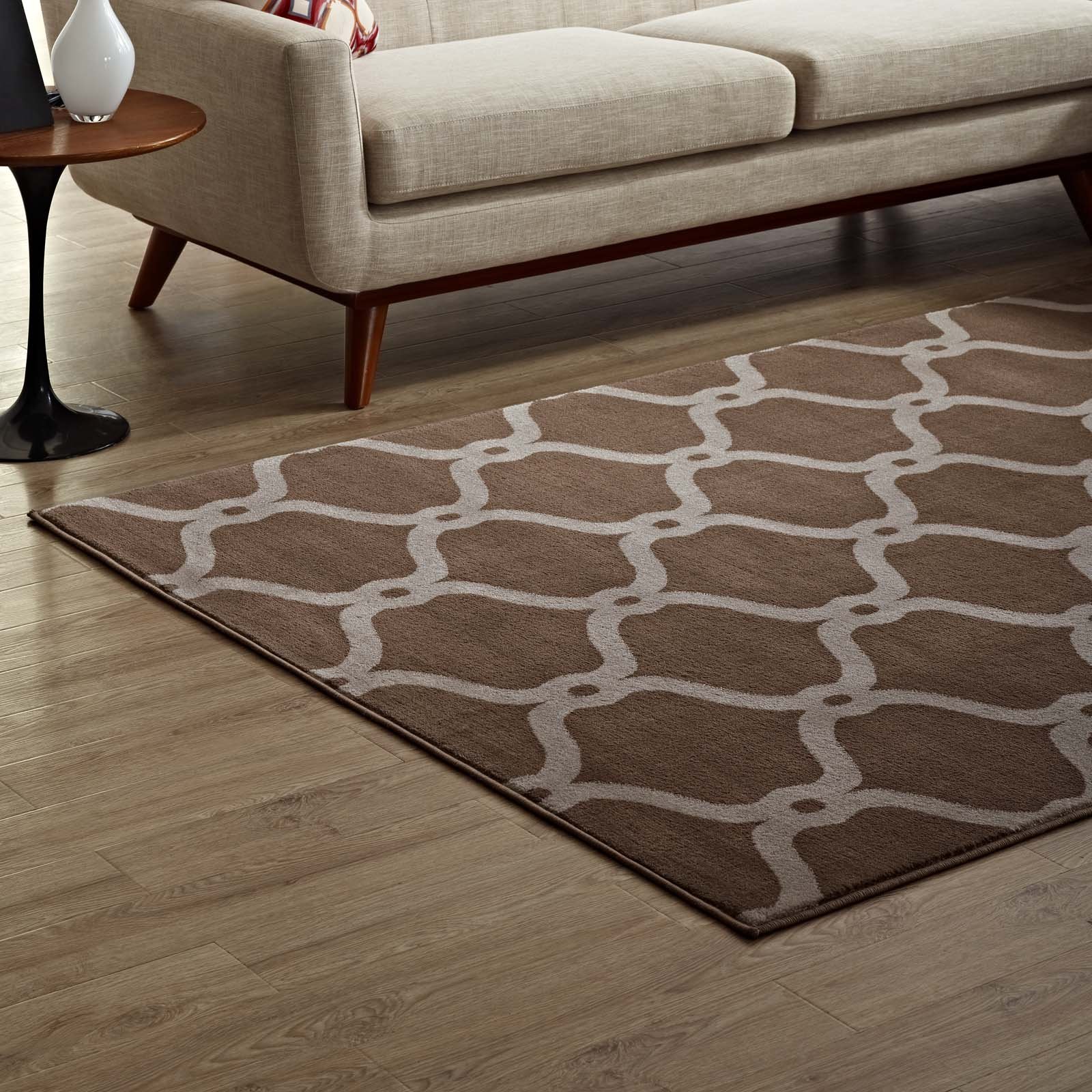 Modern Contemporary Urban Living Room Rug - Soft Fabric Area Carpet Runner in Multi-Tone Brown - Perfect for Lounge, Bedroom & Home Decor