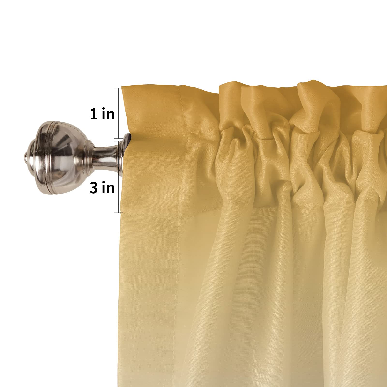 Ombre Yellow Gray Window Valance Curtain - Rod Pocket Design for Living Room, Kitchen, Bathroom - Soft & Washable Small Window Treatment (54x18 Inch, 1 Panel) - Perfect for Cozy Home Decor & Small Window Covering Needs