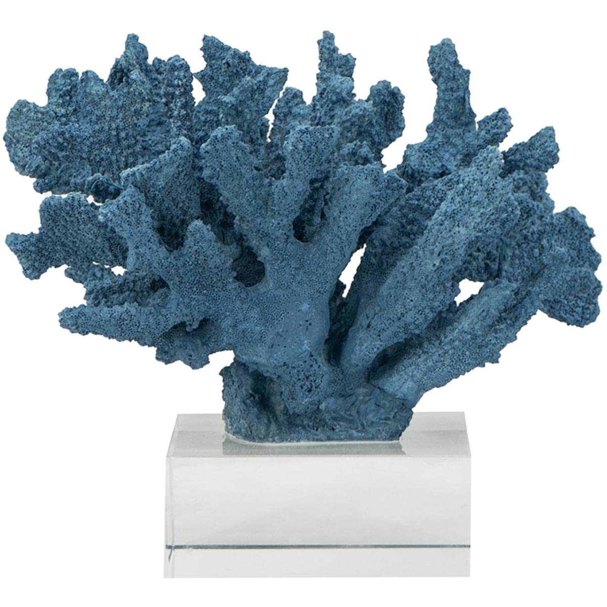 Blue Coral Sculpture with Glass Base - 10