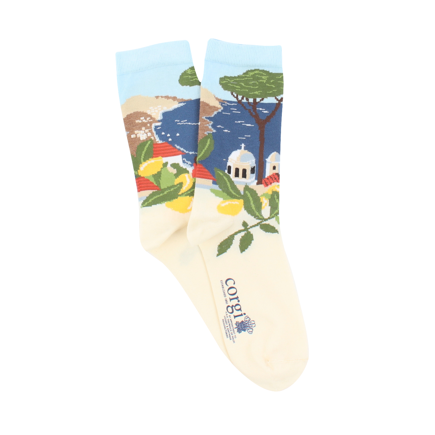 Women's Cotton Socks - Soft & Breathable Sorrento Scene Crew Socks for Everyday Comfort | Perfect for Work, Travel & Casual Wear