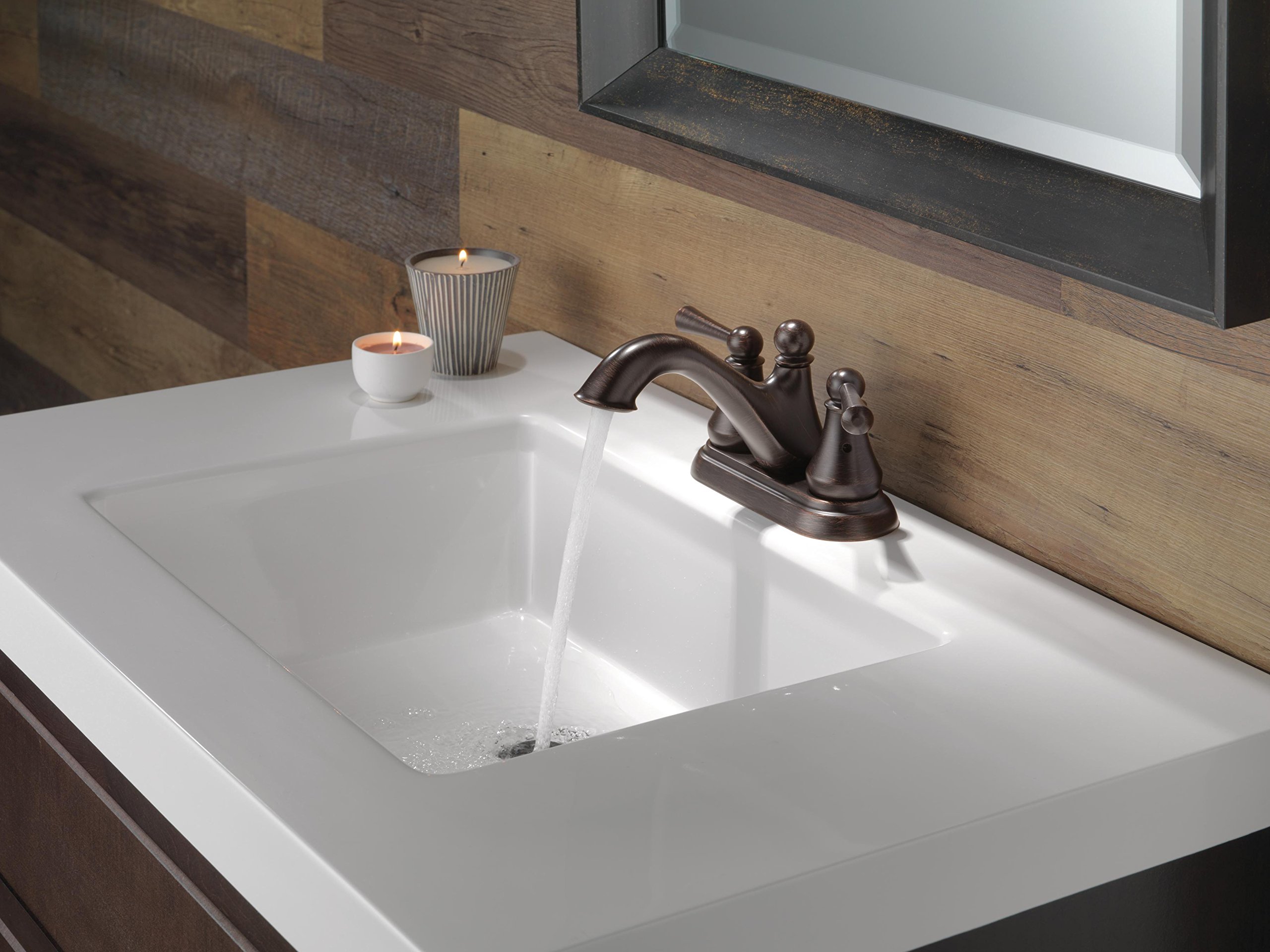 Delta Haywood Bronze Centerset Bathroom Faucet - 2 Handle Bathroom Sink Faucet with Drain Assembly in Venetian Bronze (25999LF-RB) - Perfect for Modern & Traditional Bathroom Vanities