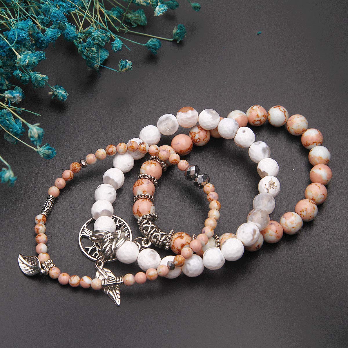 Healing Stone Crystal Beaded Bracelets for Women - Tree of Life Yoga Stretch Bracelet Set, Spiritual Jewelry Birthday Gifts for Her - Perfect for Meditation, Yoga & Everyday Wear