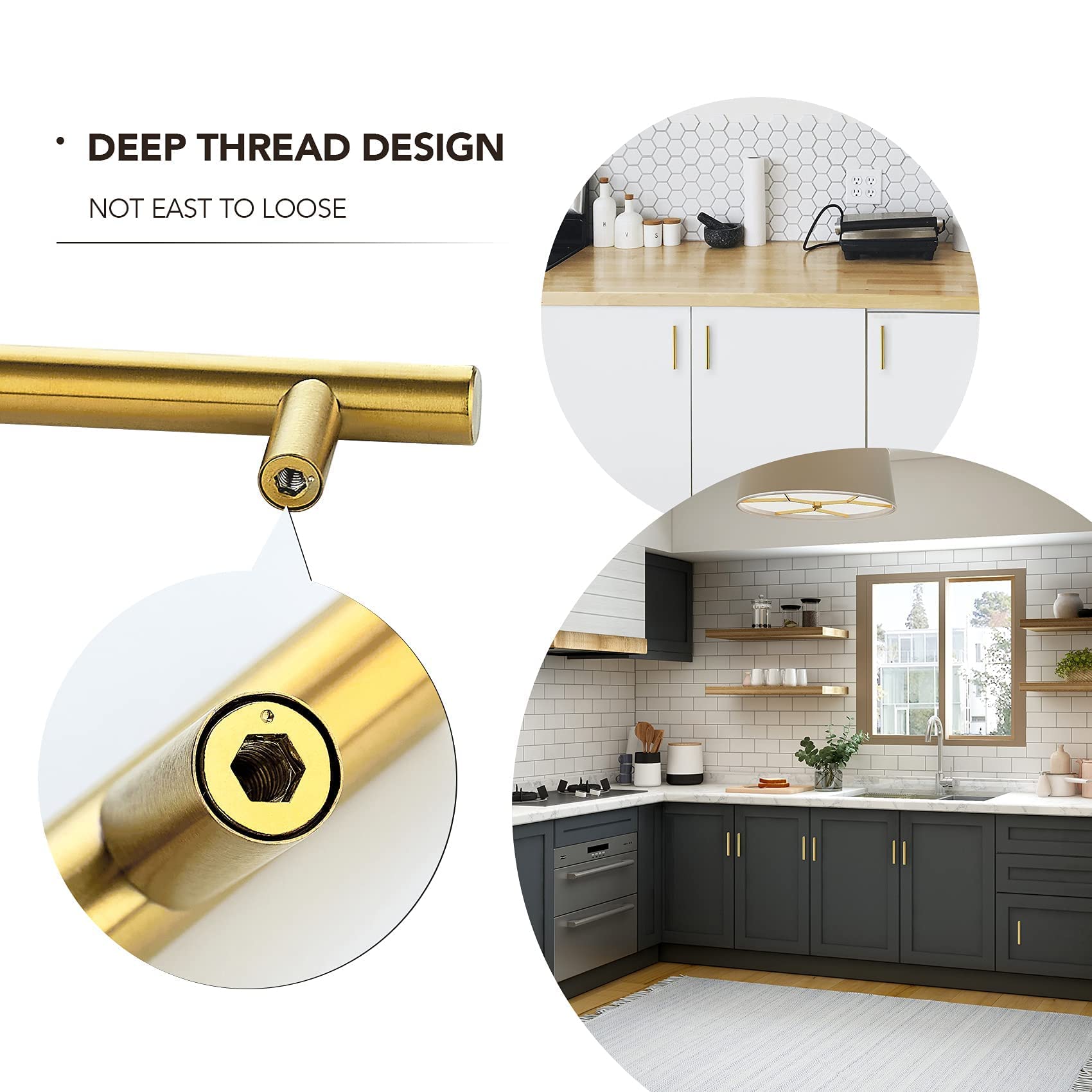 25 Pack 5 Inch Brushed Gold Cabinet Handles - 3 Inch Hole Center Brushed Brass Drawer Pulls - Premium Kitchen Cabinet Hardware for Drawers & Cupboards (Perfect for Modern Kitchen & Bathroom Renovation)