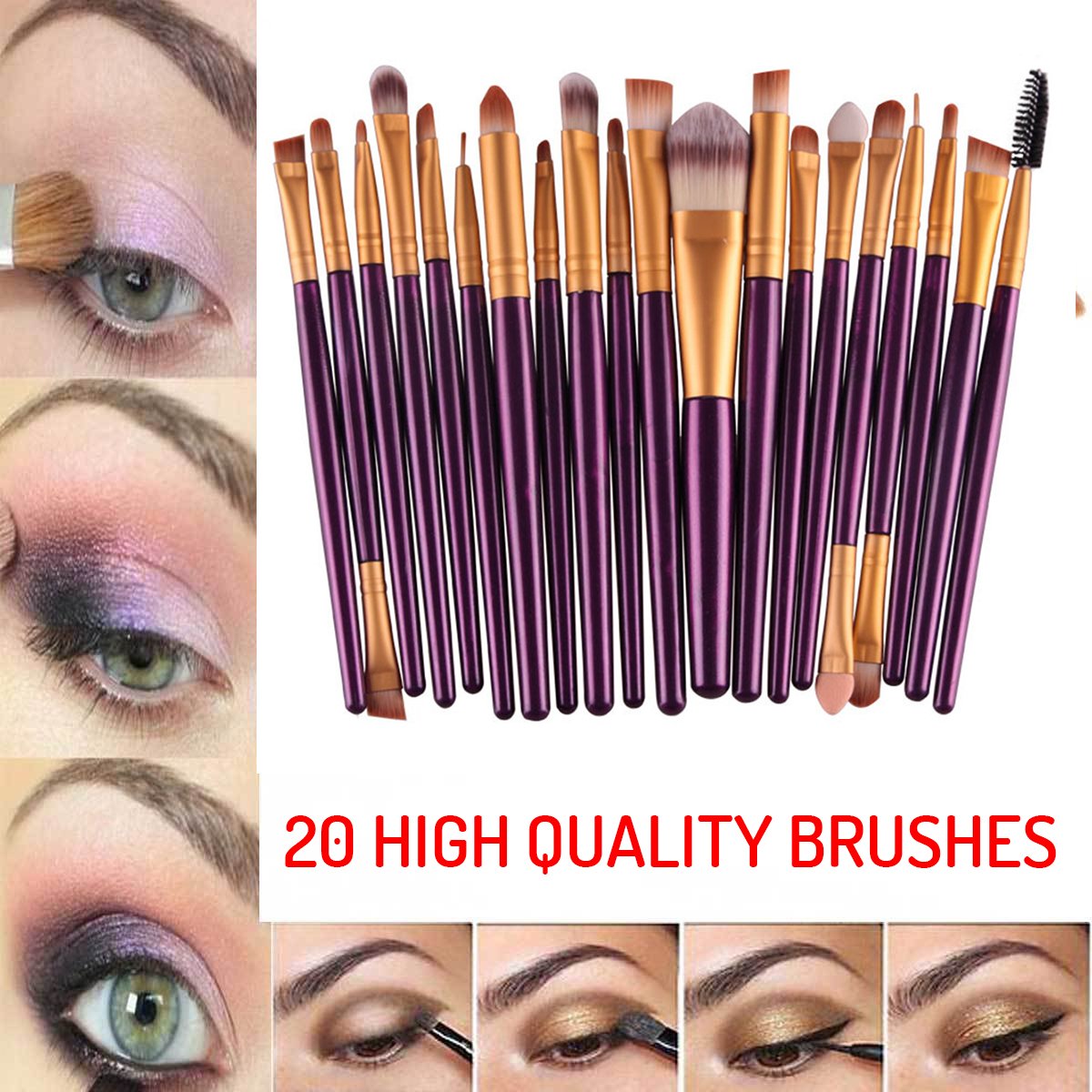 20-Piece Professional Makeup Brush Set - Powder, Foundation, Eyeshadow, Eyeliner & Lip Brushes - Premium Cosmetic Brush Kit (Black) - Perfect for Makeup Artists, Beginners & Travel Beauty Essentials